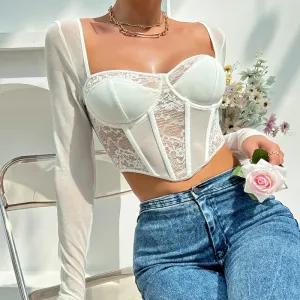 Dare to Flaunt Lace Bustier Mesh Top