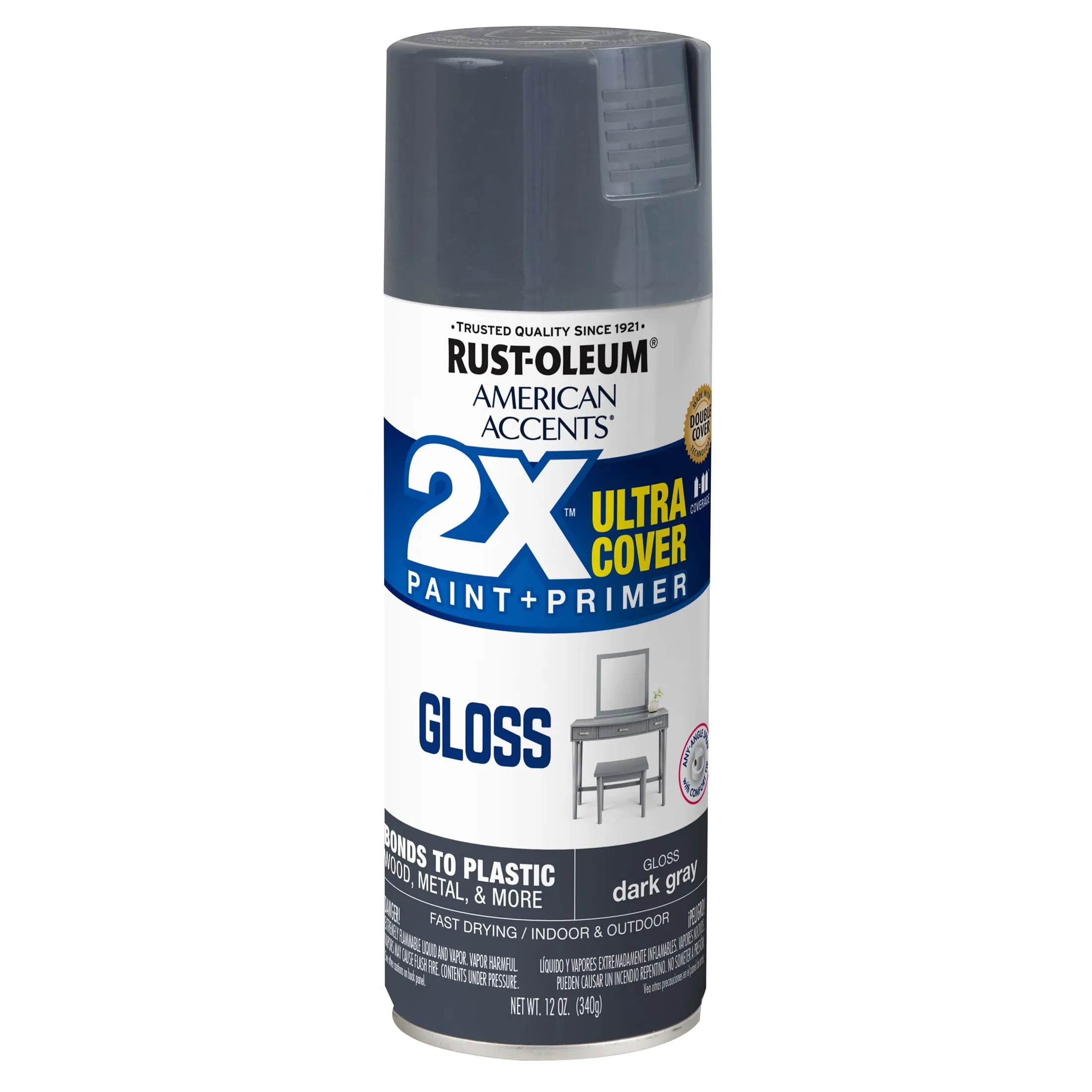 Dark Gray, Rust-Oleum American Accents 2X Ultra Cover Gloss Spray Paint- 12 Oz