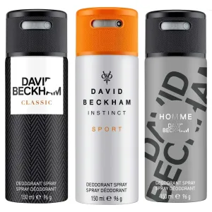 David Beckham Classic Instinct Sport And Homme Pack Of 3 Deodorants For Men
