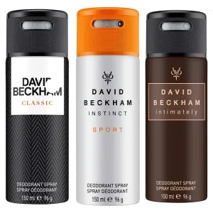David Beckham Classic Instinct Sport And Intimately Pack Of 3 Deodorants For Men