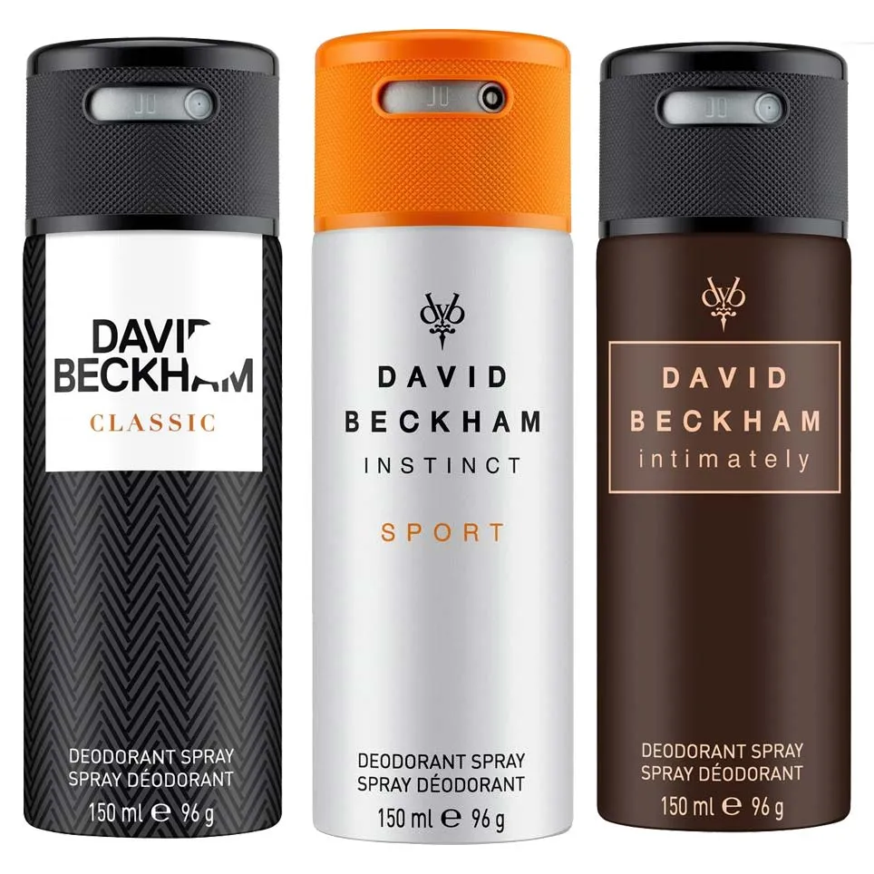 David Beckham Classic Instinct Sport And Intimately Pack Of 3 Deodorants For Men