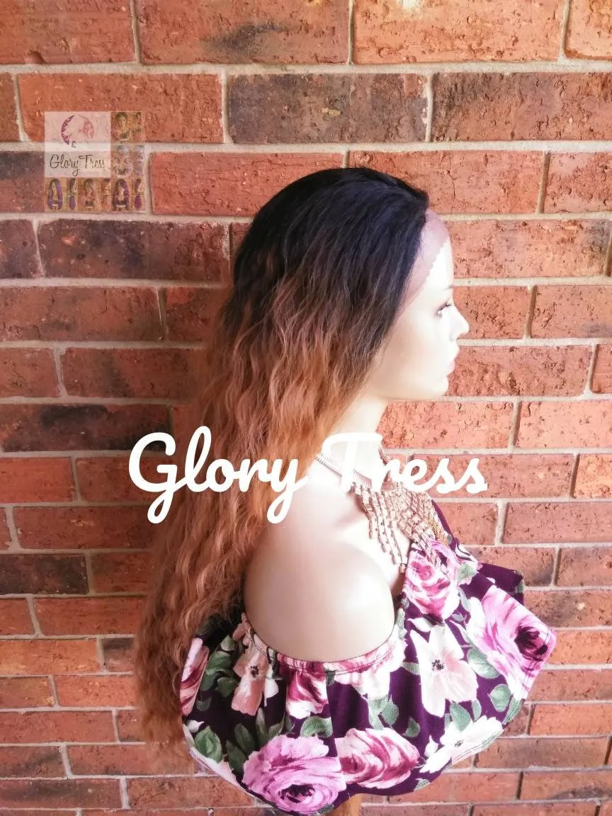 Deep Wavy Lace Front Wig, Ombre wig, Wavy Auburn Wig, African American Wig, READY To SHIP // SHEBA