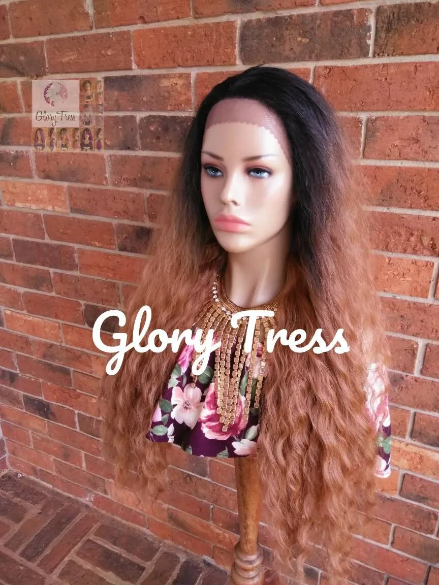 Deep Wavy Lace Front Wig, Ombre wig, Wavy Auburn Wig, African American Wig, READY To SHIP // SHEBA