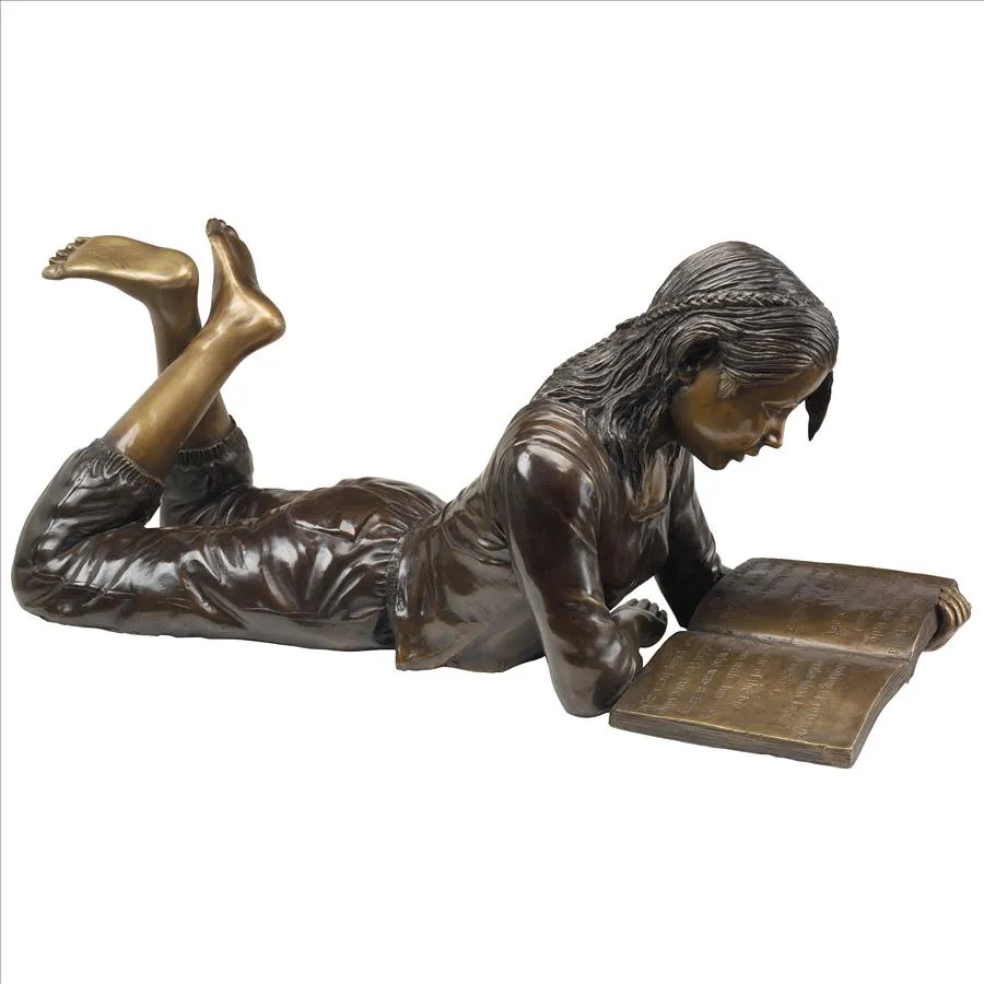 Design Toscano- Young Scholar Reading Girl Bronze Garden Statue