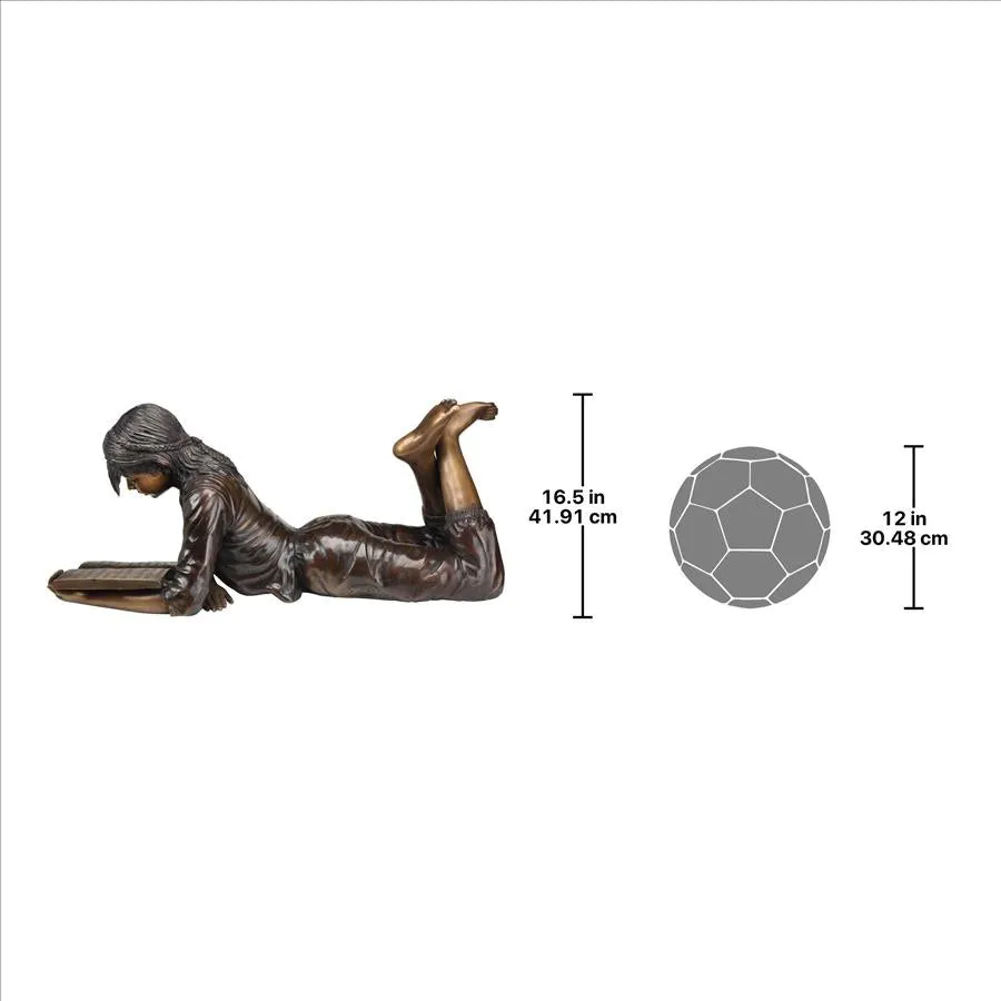 Design Toscano- Young Scholar Reading Girl Bronze Garden Statue