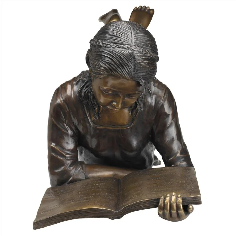 Design Toscano- Young Scholar Reading Girl Bronze Garden Statue