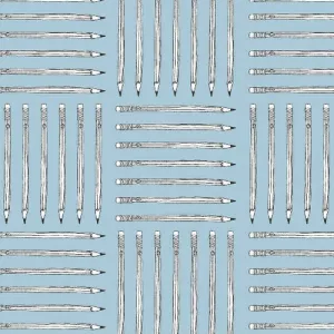 Desk Job Pencils on Blue by Windham Fabrics