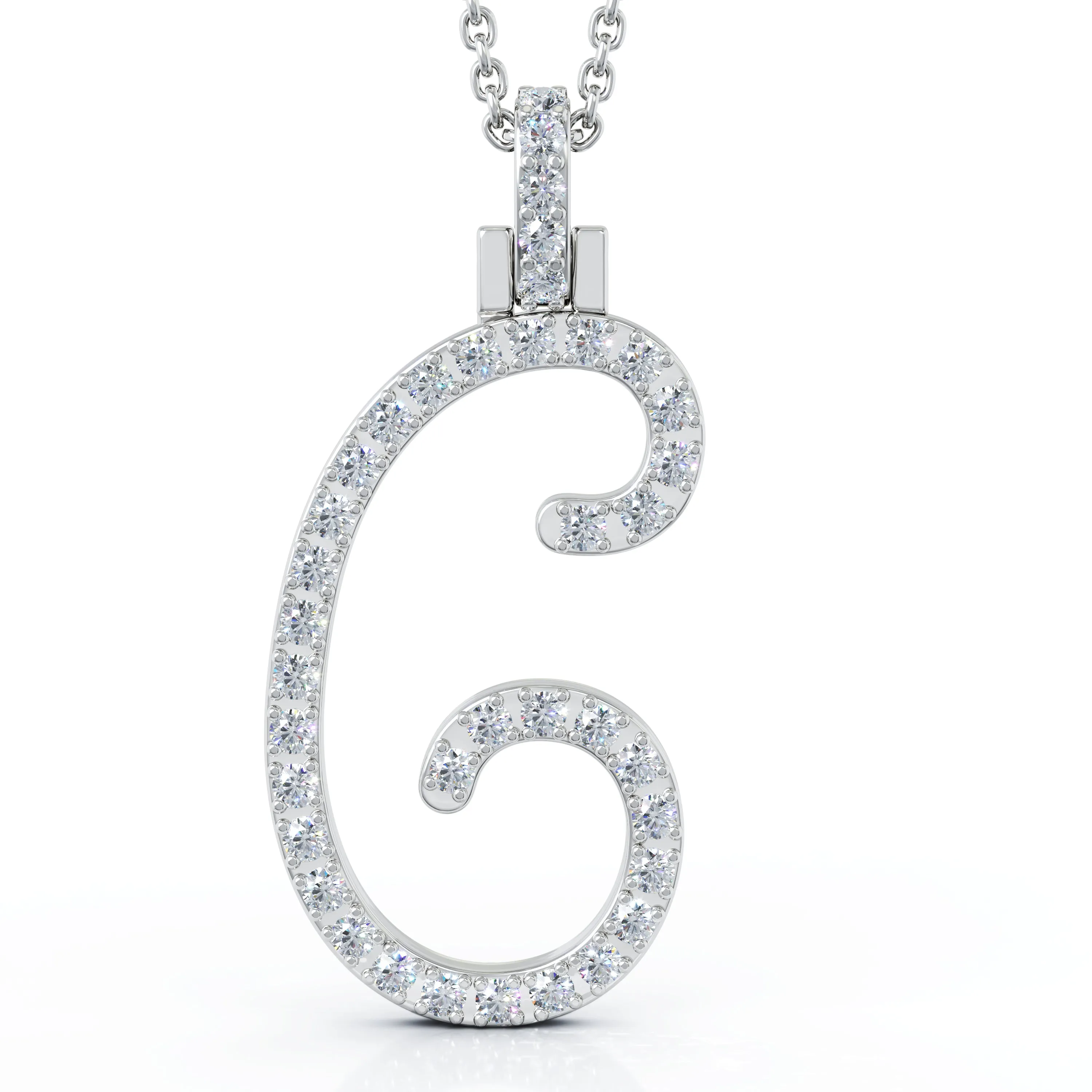 Diamond A-Z Alphabet Initial Letter Pendant Necklace, 18" Gold Chain in 14K Gold