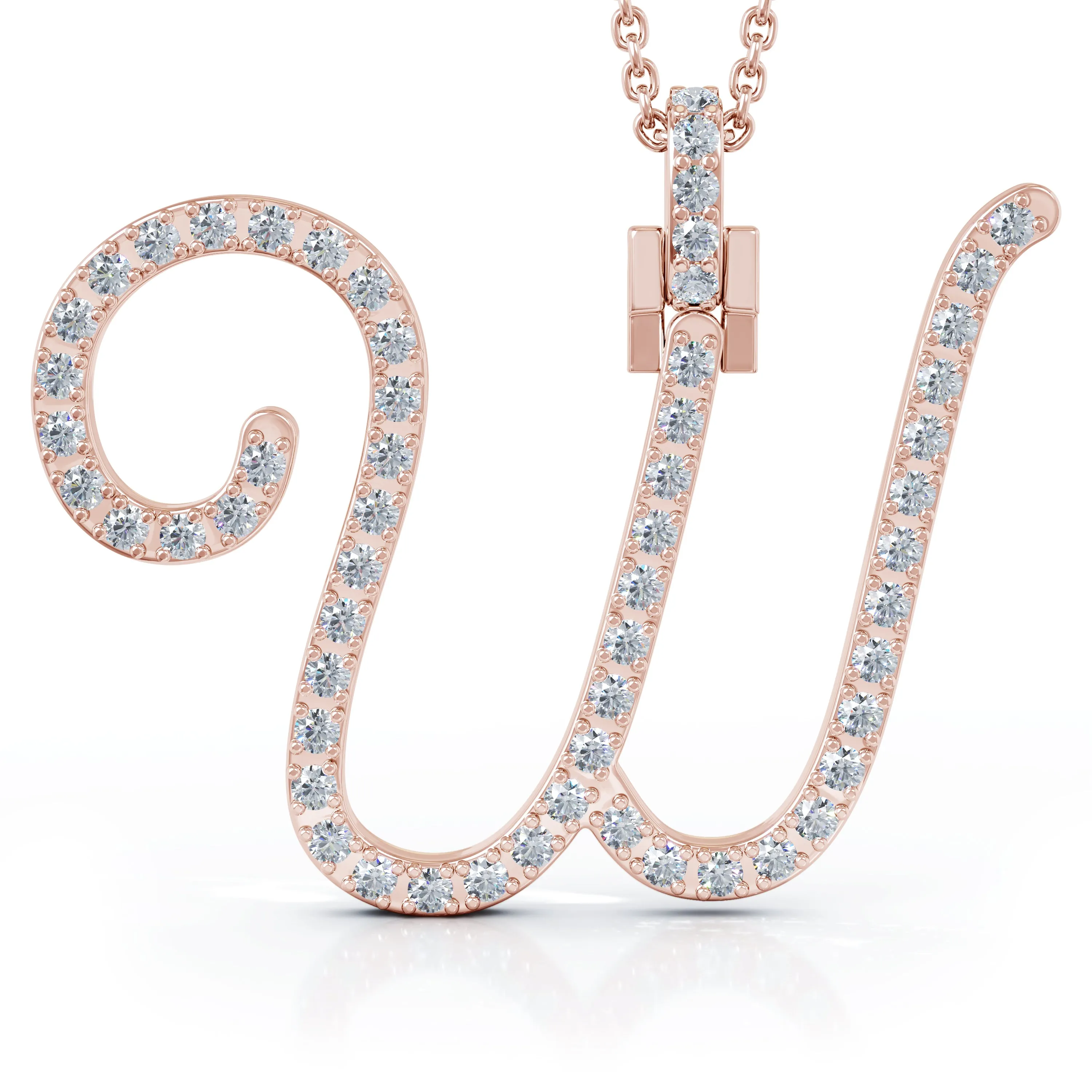 Diamond A-Z Alphabet Initial Letter Pendant Necklace, 18" Gold Chain in 14K Gold