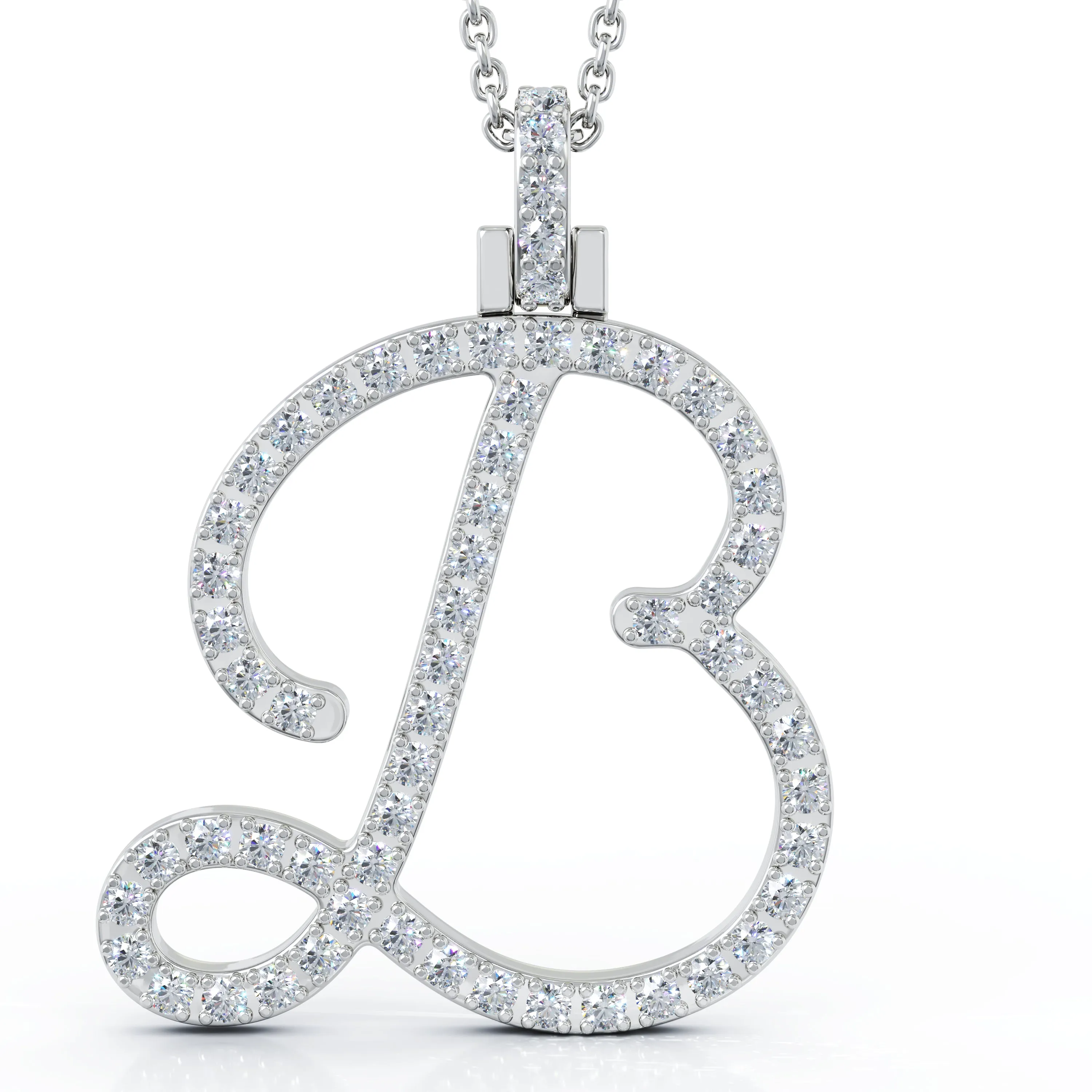 Diamond A-Z Alphabet Initial Letter Pendant Necklace, 18" Gold Chain in 14K Gold