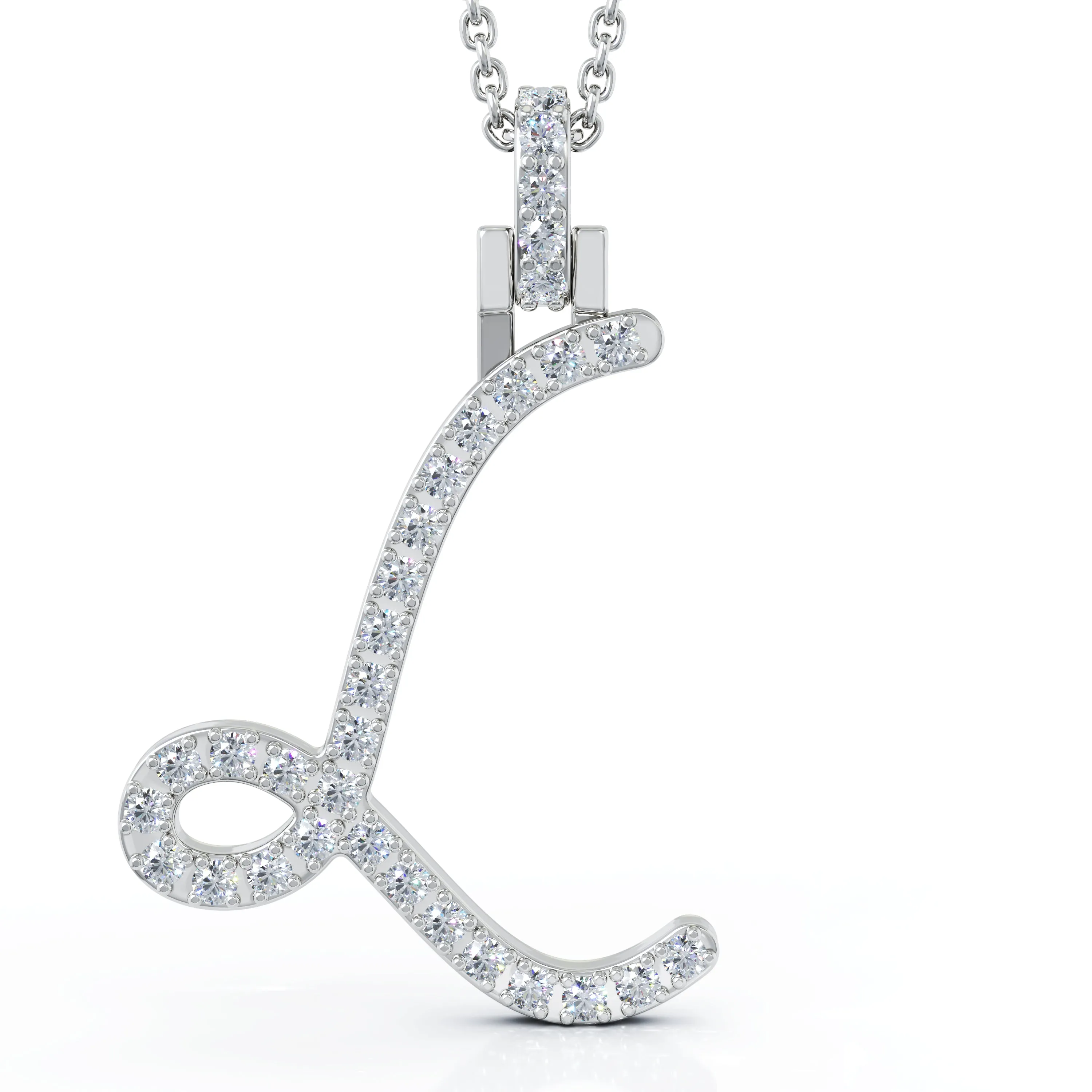 Diamond A-Z Alphabet Initial Letter Pendant Necklace, 18" Gold Chain in 14K Gold
