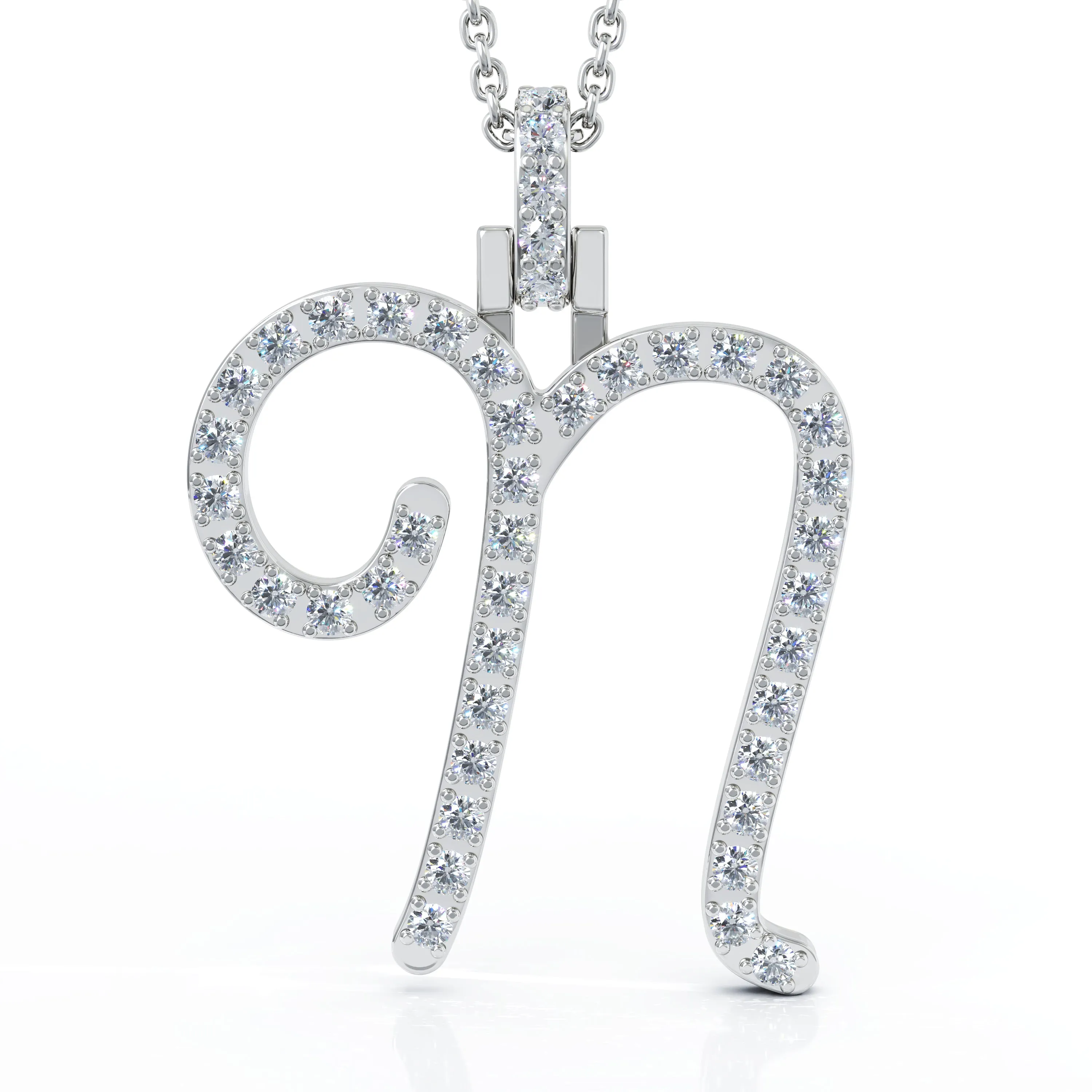 Diamond A-Z Alphabet Initial Letter Pendant Necklace, 18" Gold Chain in 14K Gold