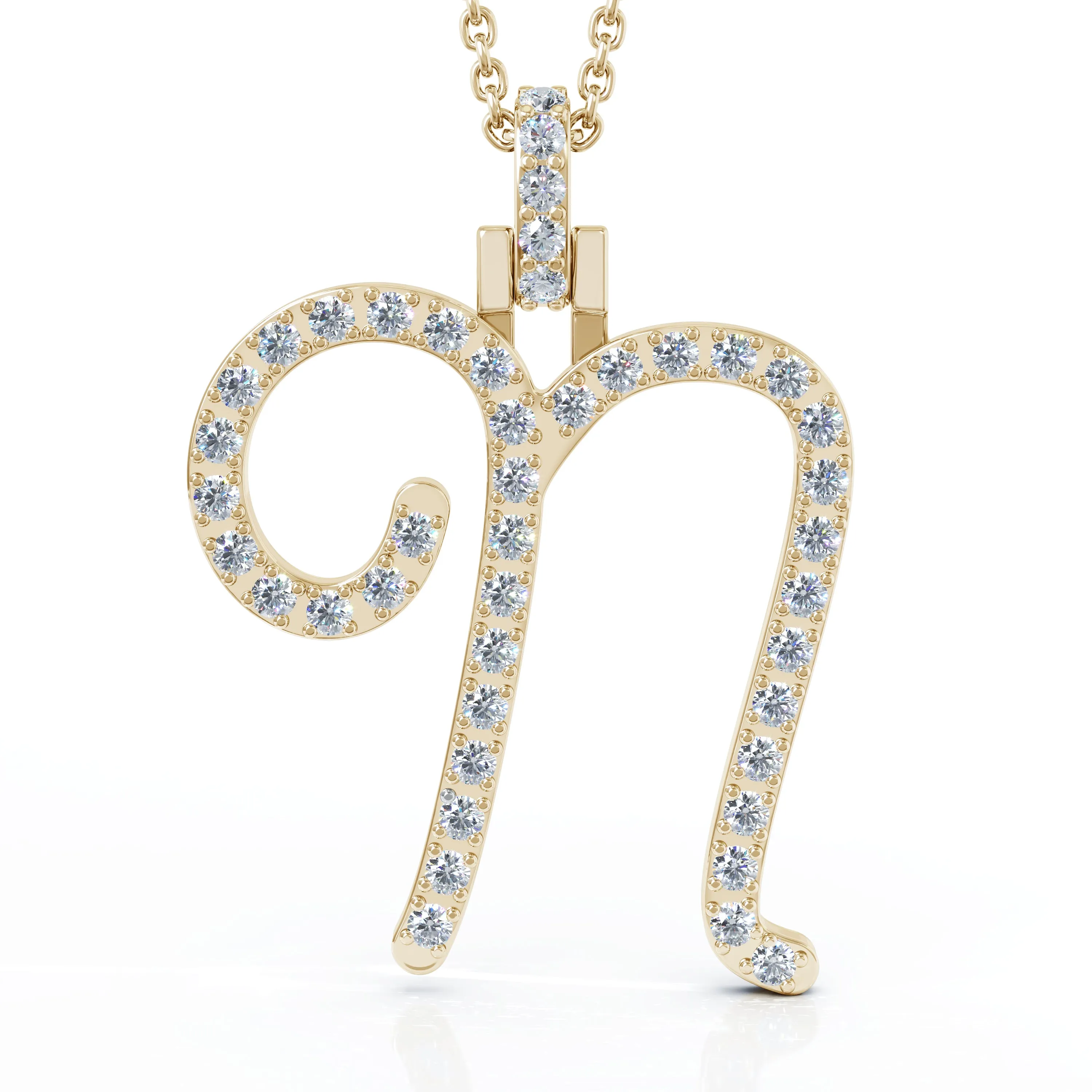 Diamond A-Z Alphabet Initial Letter Pendant Necklace, 18" Gold Chain in 14K Gold
