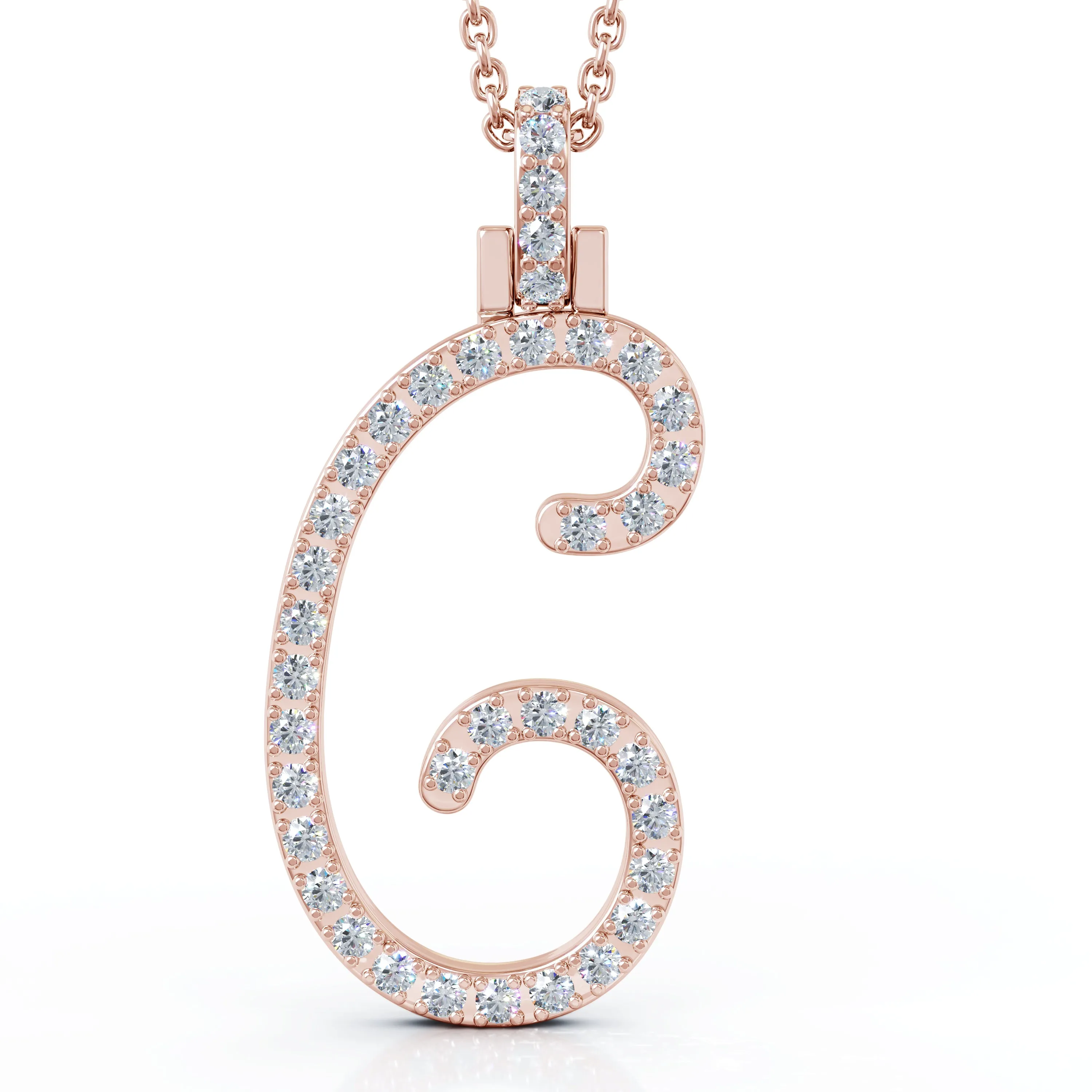 Diamond A-Z Alphabet Initial Letter Pendant Necklace, 18" Gold Chain in 14K Gold