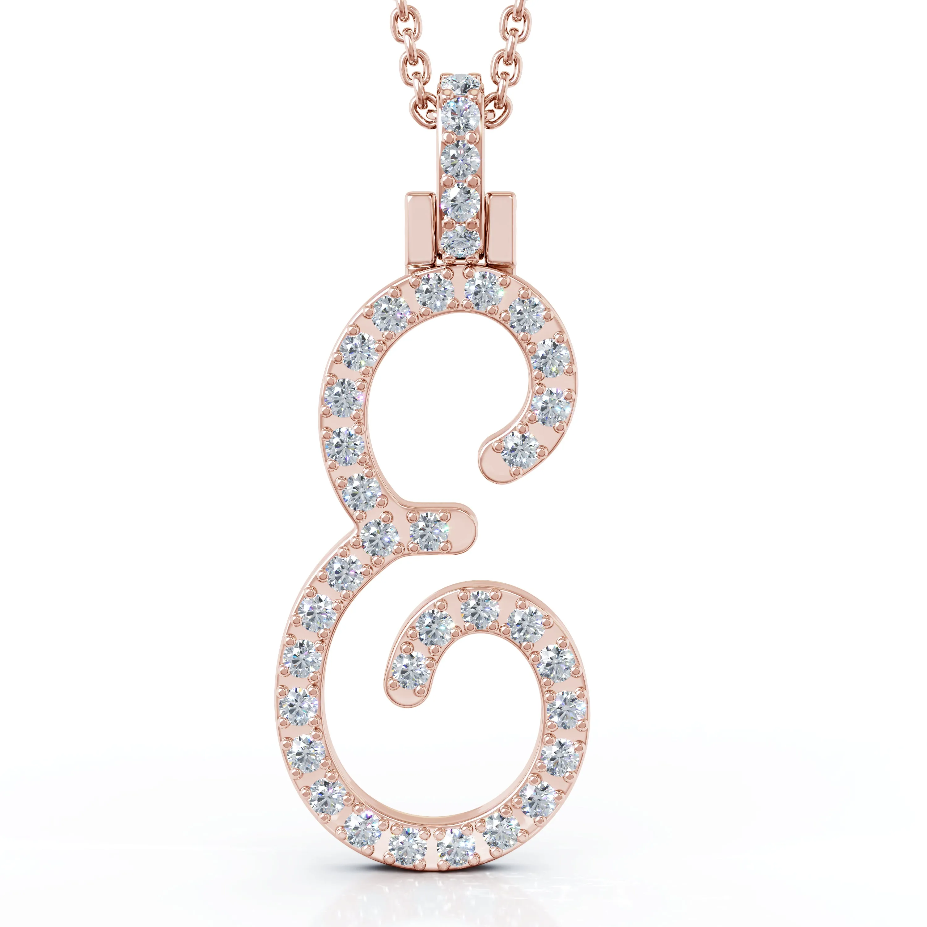 Diamond A-Z Alphabet Initial Letter Pendant Necklace, 18" Gold Chain in 14K Gold