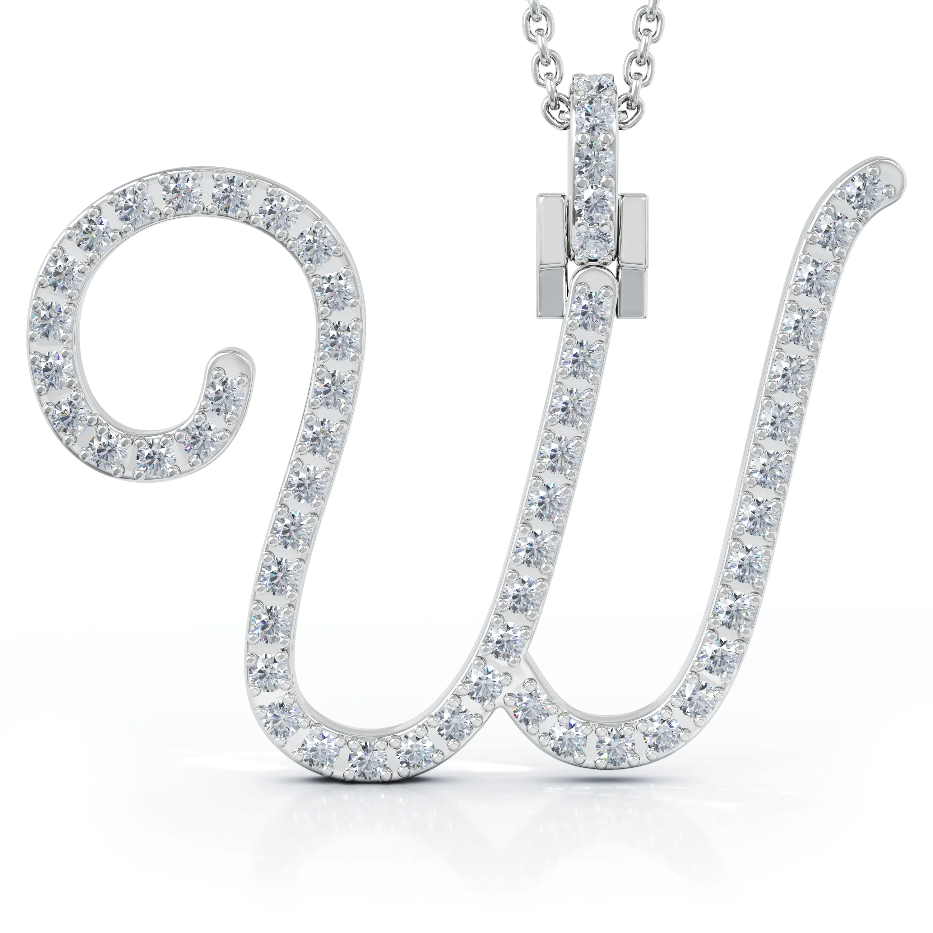 Diamond A-Z Alphabet Initial Letter Pendant Necklace, 18" Gold Chain in 14K Gold