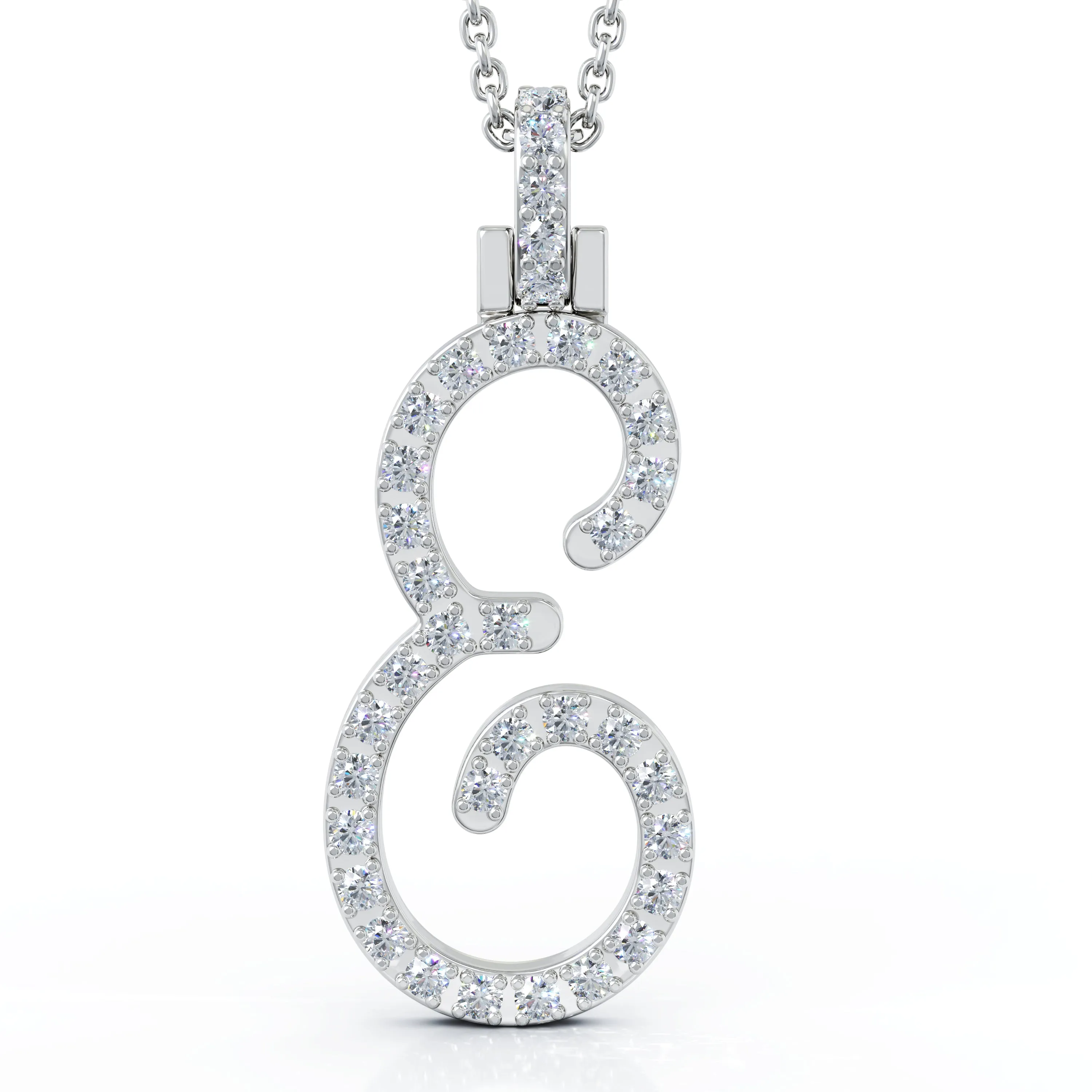 Diamond A-Z Alphabet Initial Letter Pendant Necklace, 18" Gold Chain in 14K Gold