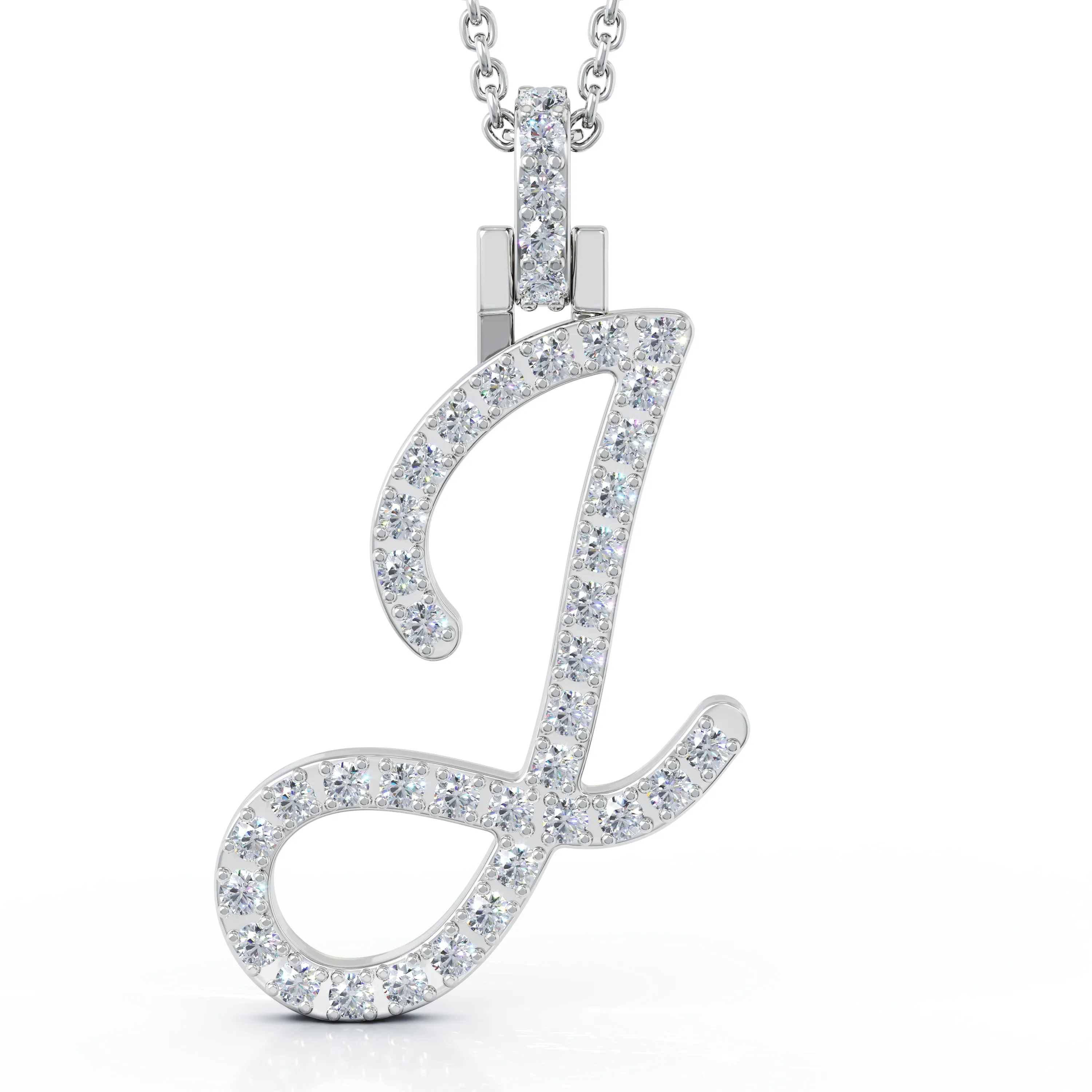 Diamond A-Z Alphabet Initial Letter Pendant Necklace, 18" Gold Chain in 14K Gold