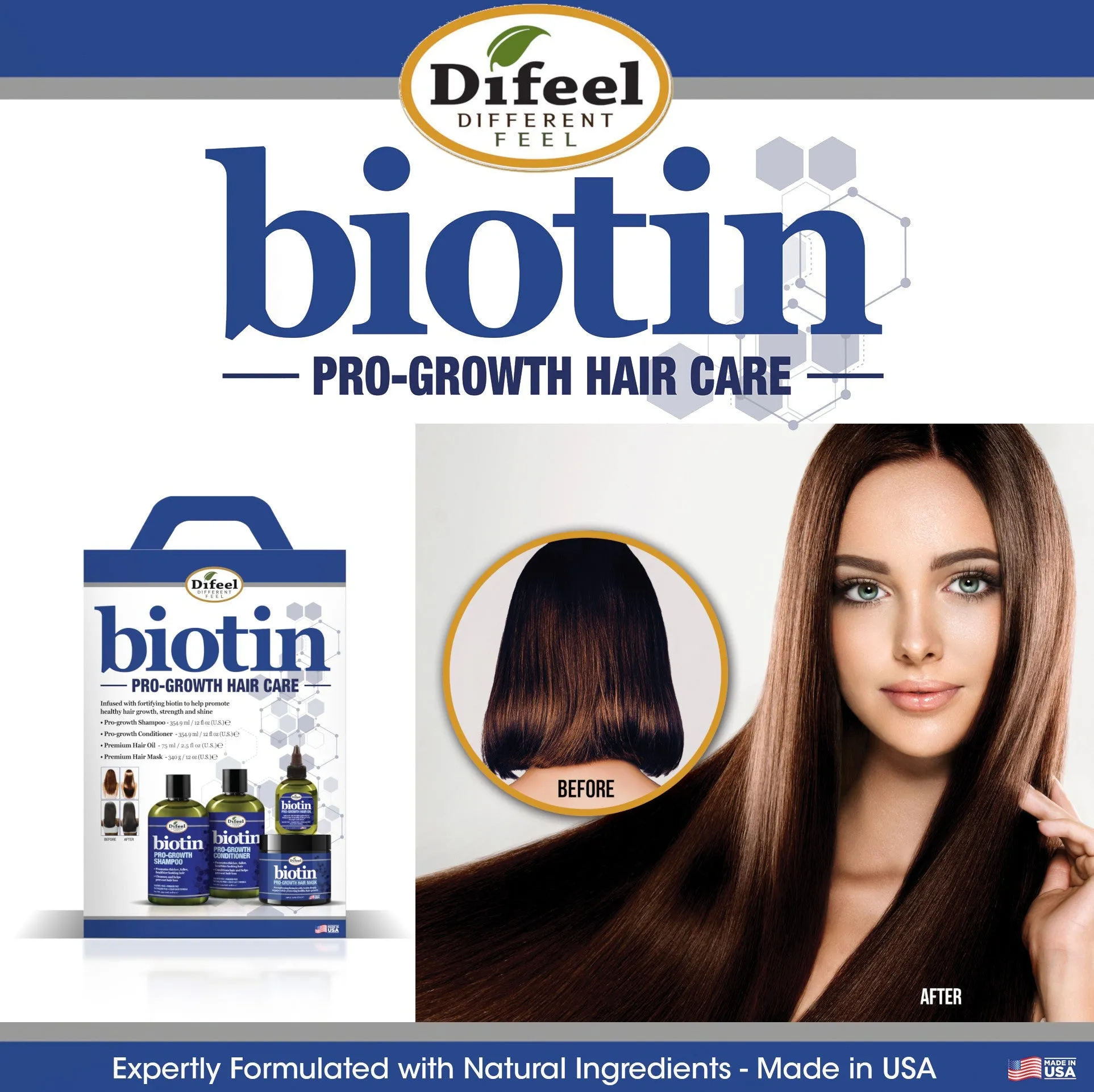 Difeel Biotin Pro-Growth Leave in Conditioning Spray 6 oz.