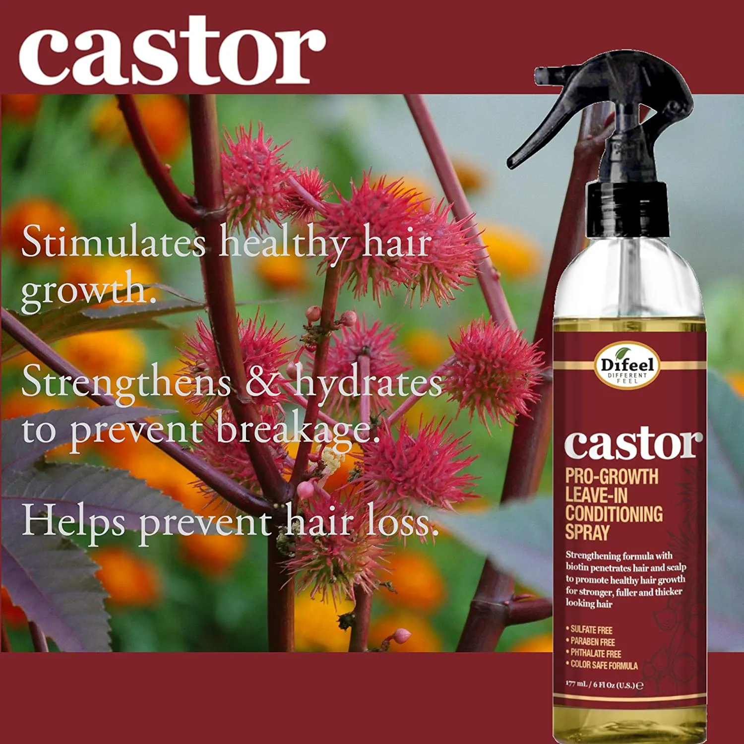 Difeel Castor Pro-Growth Conditioning Spray 8 oz. - Large Bottle