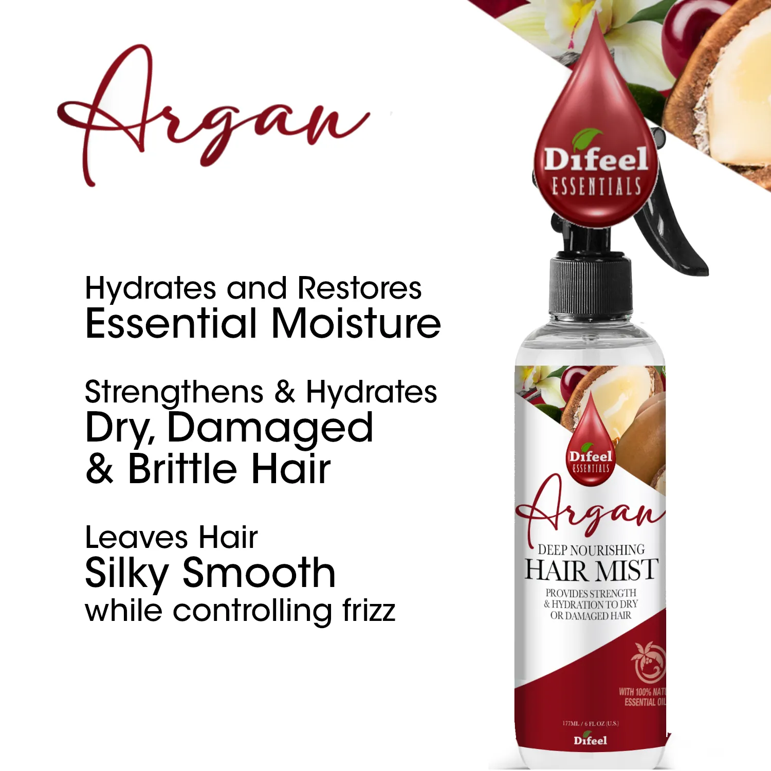 Difeel Essentials Deep Nourishing Argan - Hair Mist 6 oz.