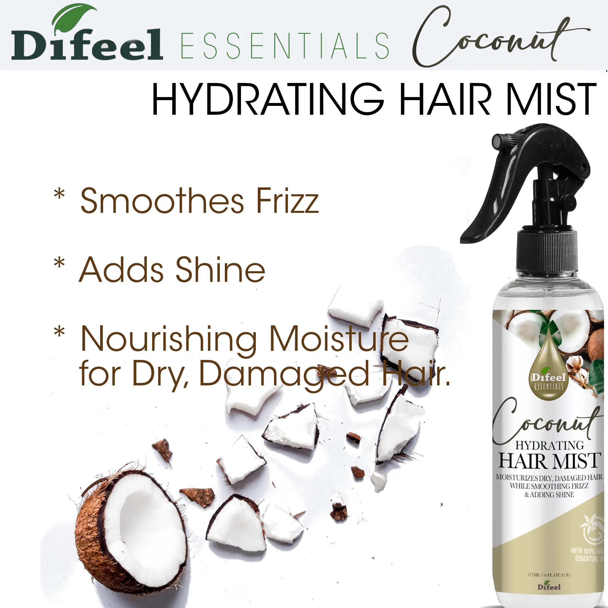 Difeel Essentials Hydrating Coconut - Hair Mist 6 oz.