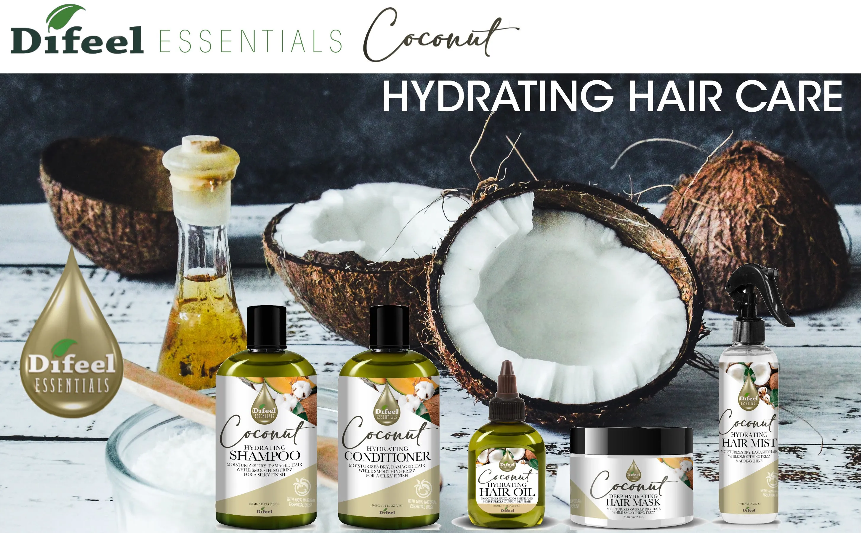 Difeel Essentials Hydrating Coconut - Hair Mist 6 oz.