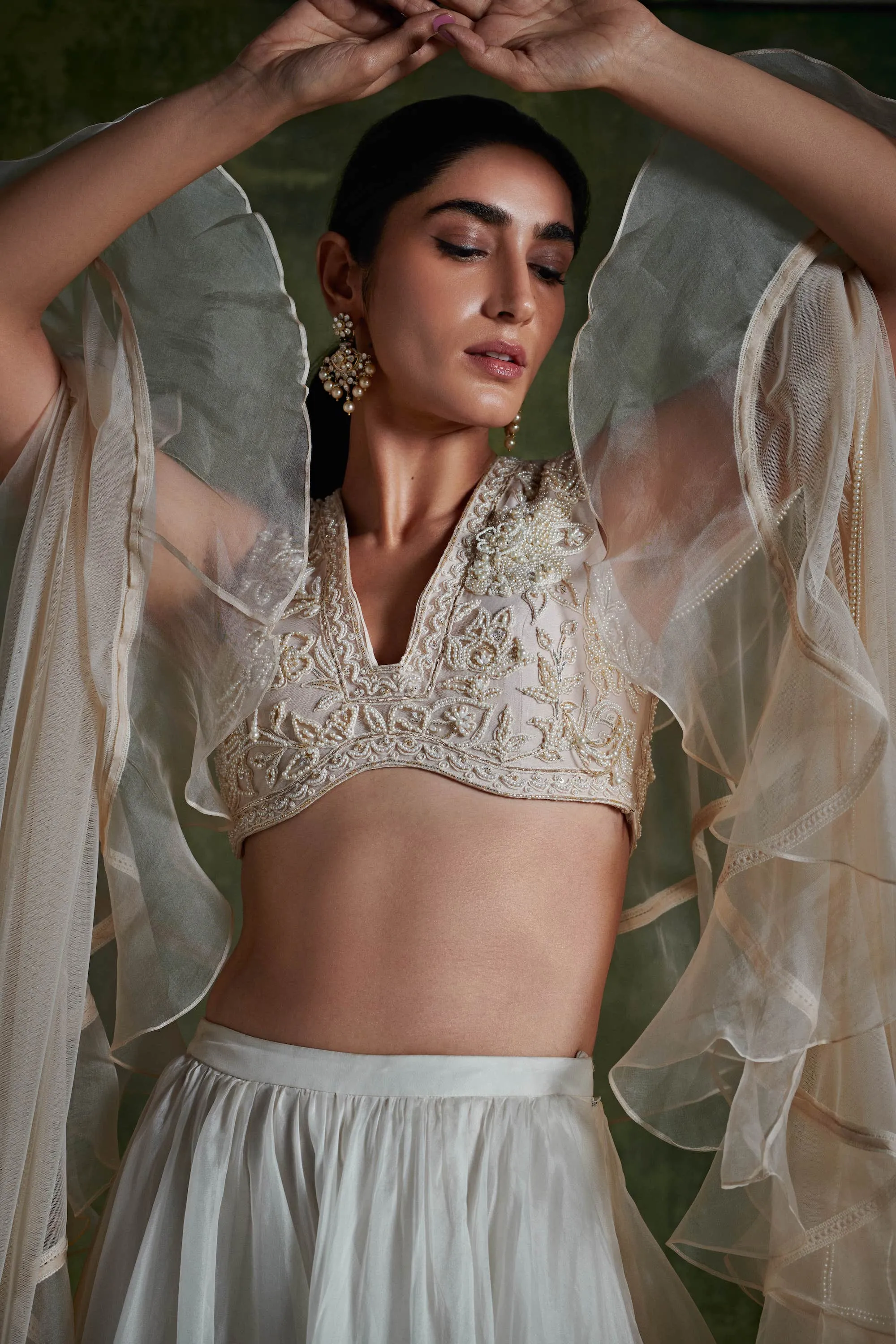 Dirty Ivory Organza Skirt Set