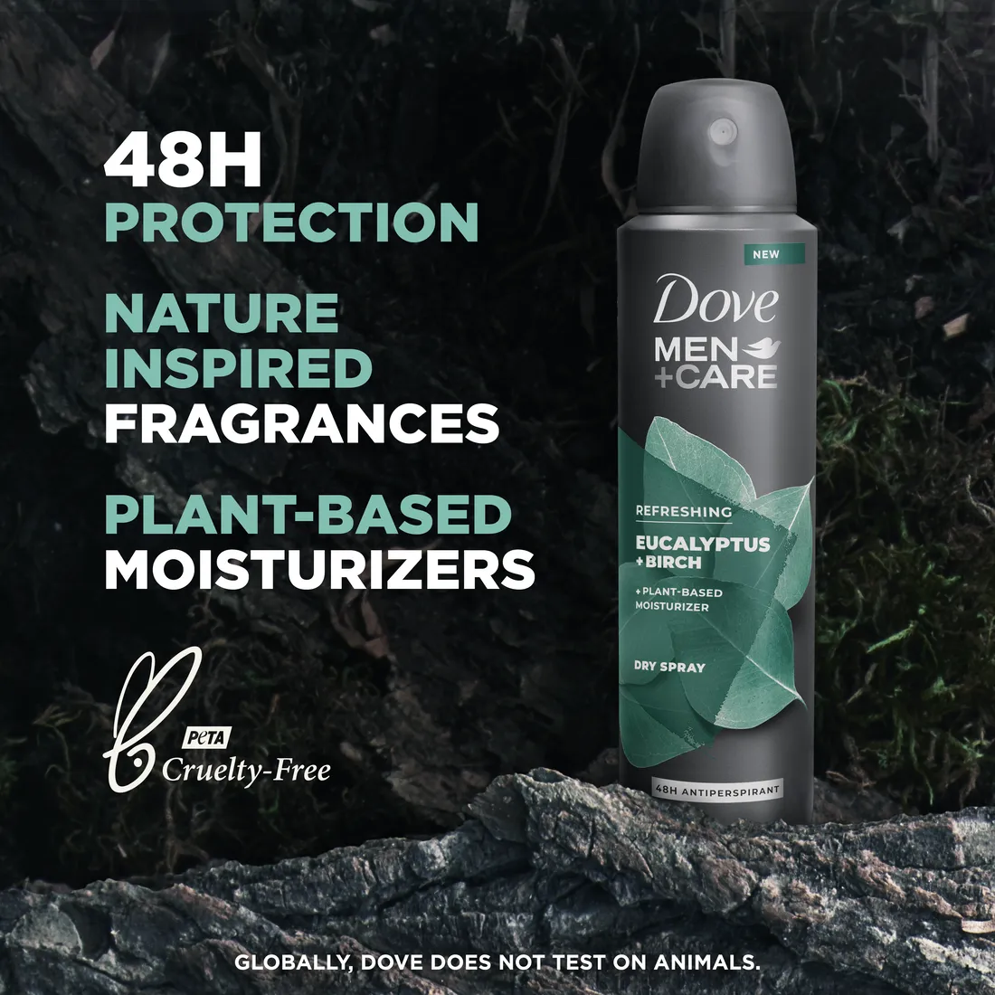 Dove Men Care 0% Aluminum Eucalyptus   Birch Deodorant Dry Spray