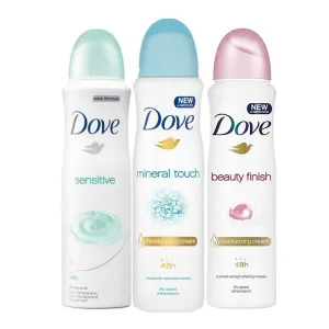 Dove Sensitive, Mineral Touch, Beauty Finish Pack of 3 Deodorant Sprays For Women
