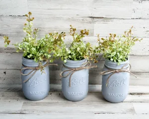 Driftwood coastal gray mason jar set