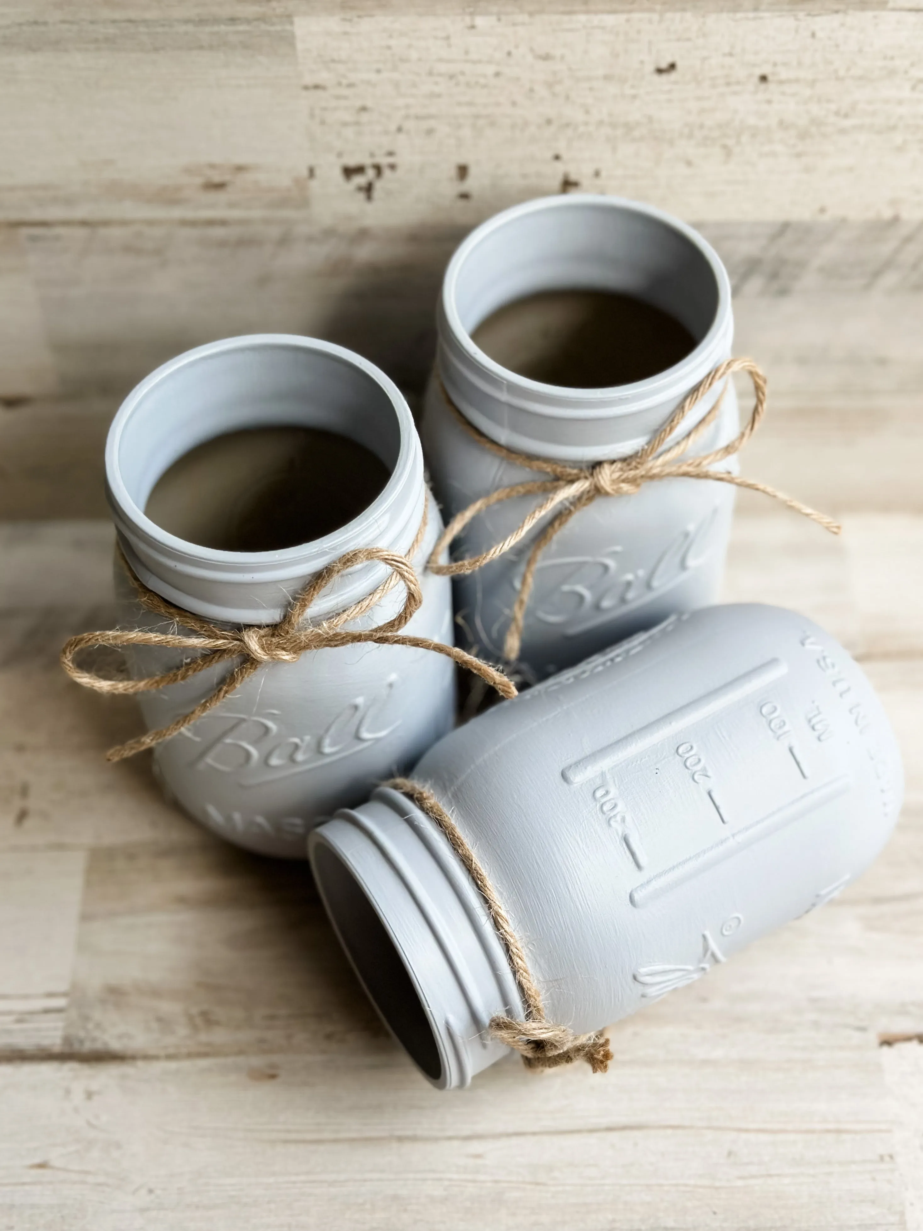 Driftwood coastal gray mason jar set