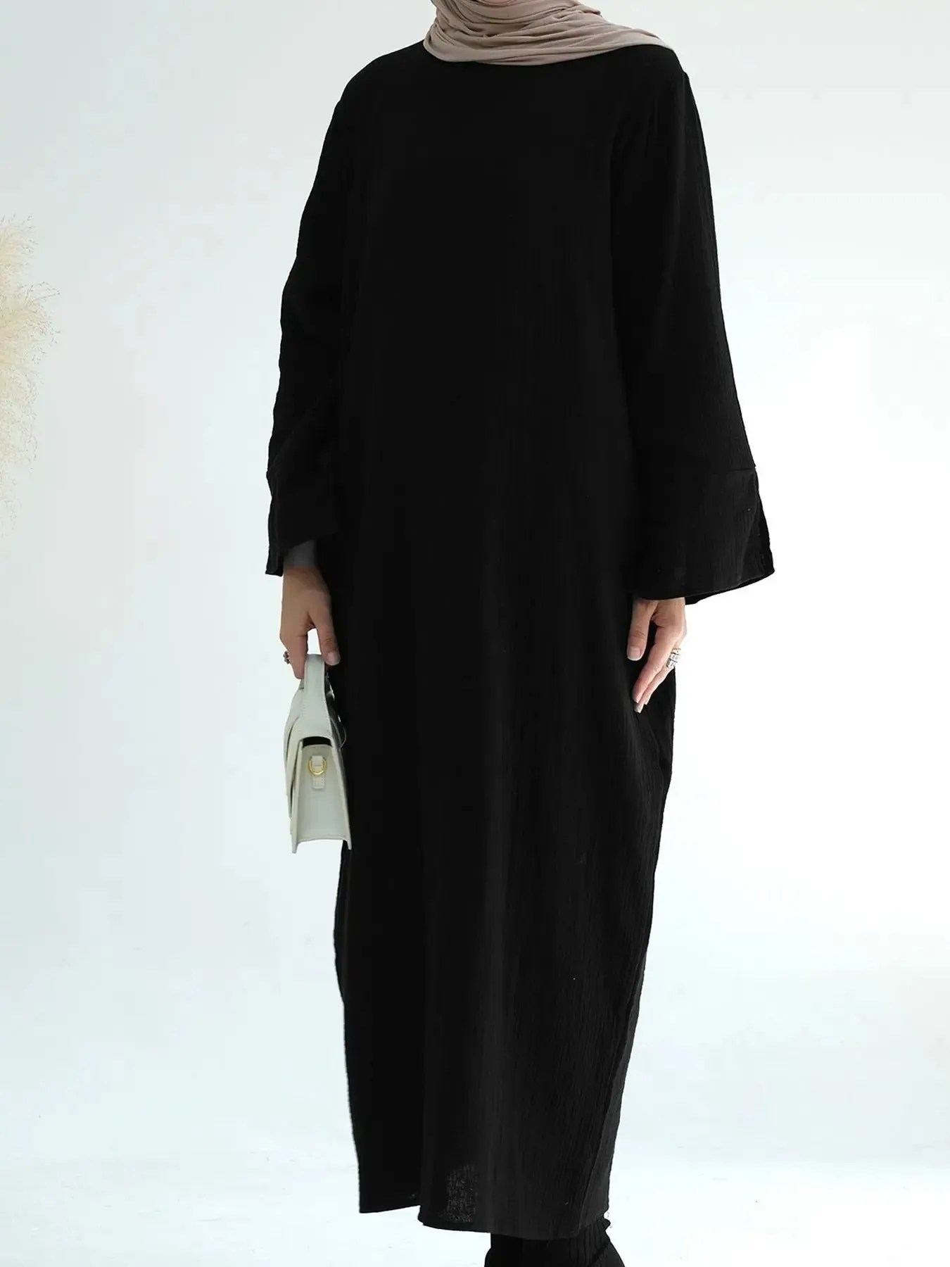 Dusty Pink Plissé Kaftan Dress | Adjustable Fit