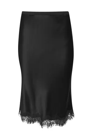 Edden Bias Mid Length Skirt - Black