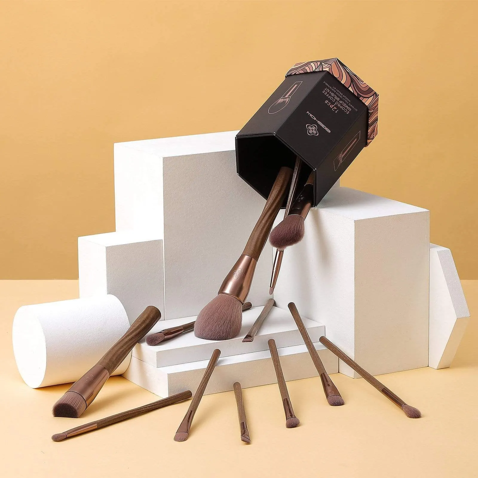 EigshowBeauty  Ecopro 12 PCS Coffee Makeup Brush Kit