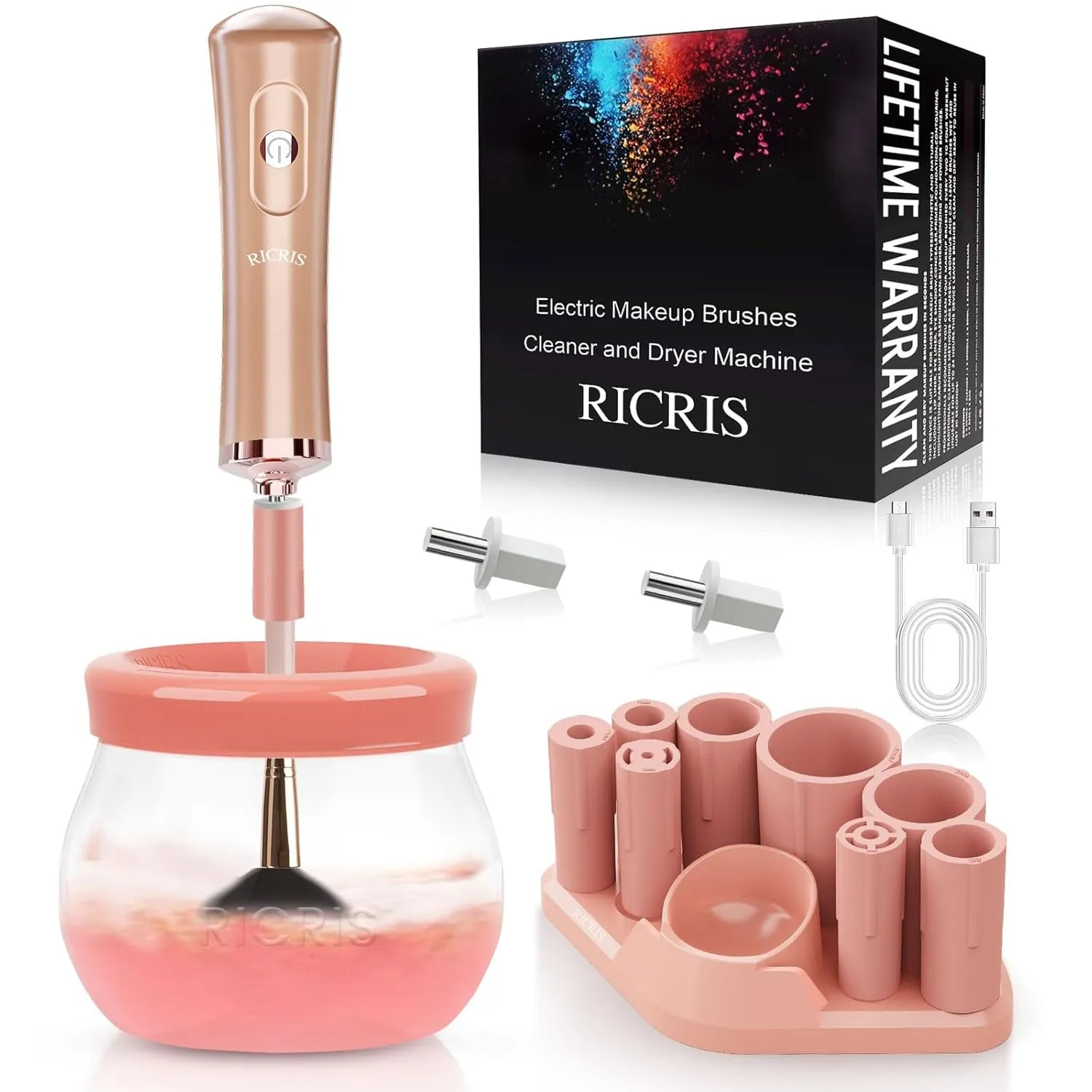 Electric Makeup Brush Cleaner Machine - Ultra Fast USB Make up Brush Washer and Dryer - Automatic Cosmetic Brush Cleanser Tool Clean and Dry in Seconds for Beauty Women, Girls (Black)