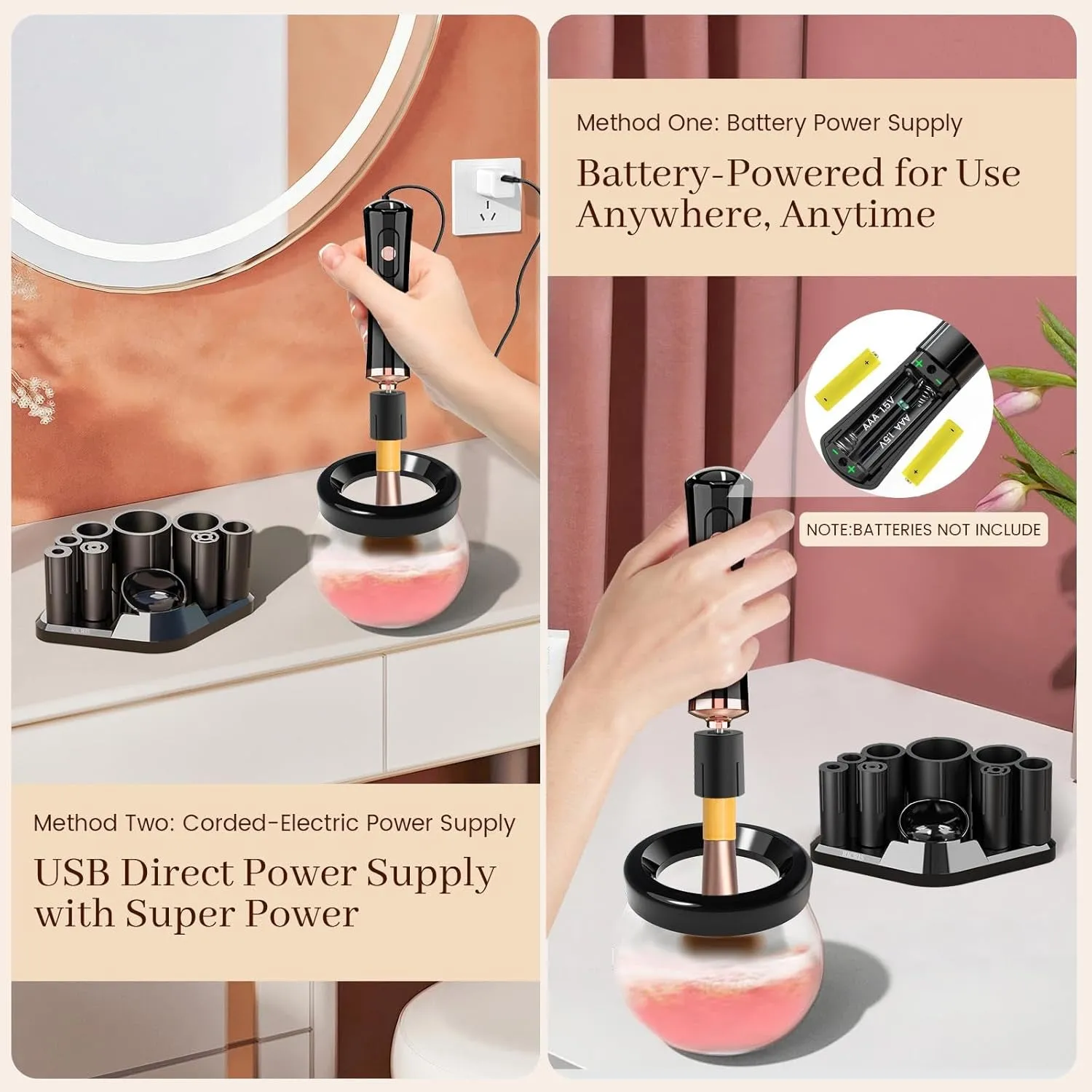 Electric Makeup Brush Cleaner Machine - Ultra Fast USB Make up Brush Washer and Dryer - Automatic Cosmetic Brush Cleanser Tool Clean and Dry in Seconds for Beauty Women, Girls (Black)