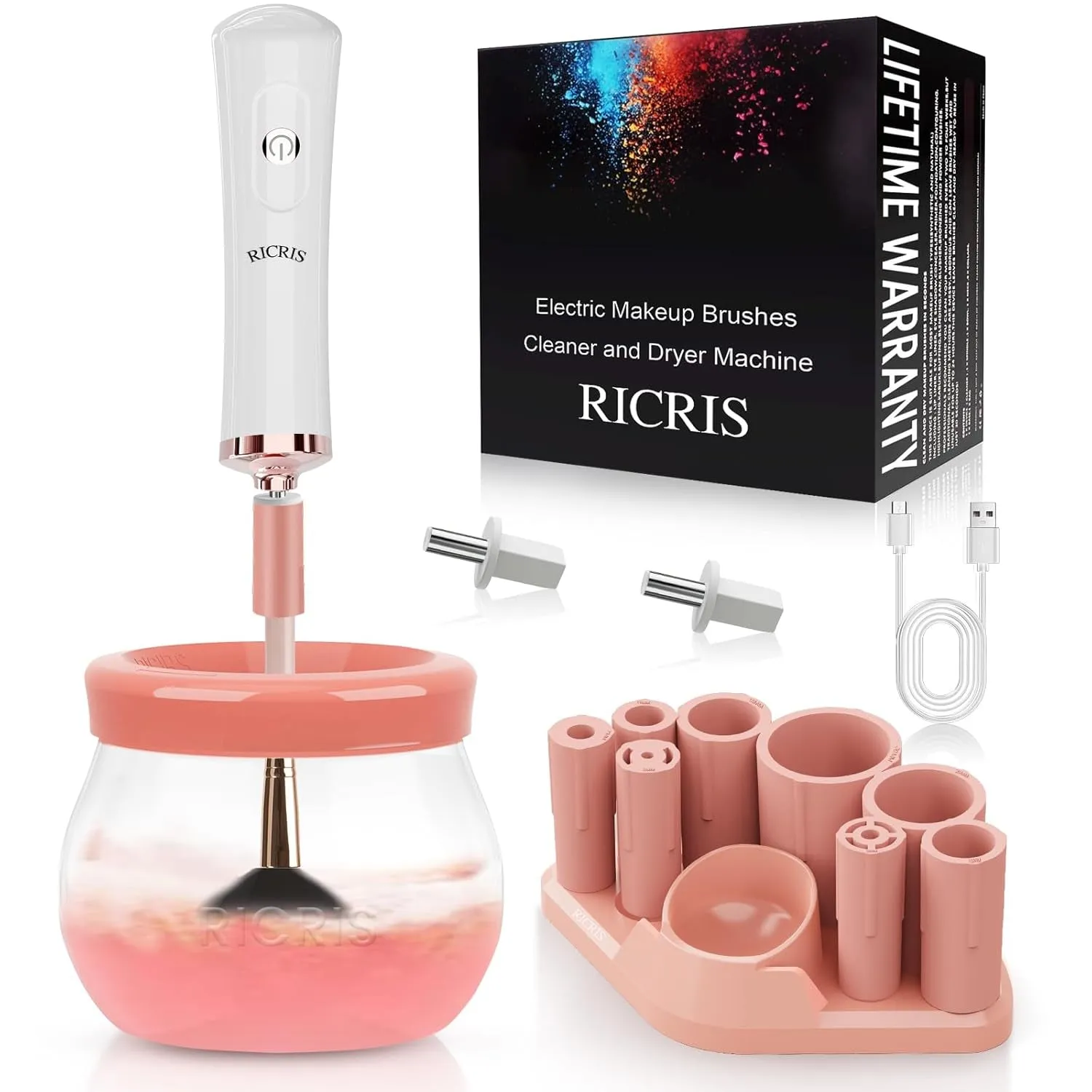Electric Makeup Brush Cleaner Machine - Ultra Fast USB Make up Brush Washer and Dryer - Automatic Cosmetic Brush Cleanser Tool Clean and Dry in Seconds for Beauty Women, Girls (Black)
