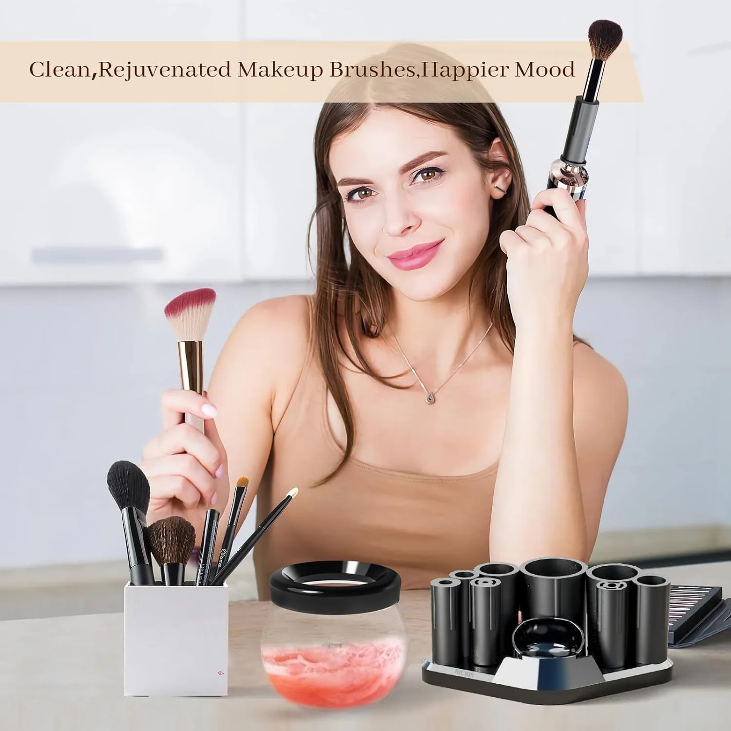 Electric Makeup Brush Cleaner Machine - Ultra Fast USB Make up Brush Washer and Dryer - Automatic Cosmetic Brush Cleanser Tool Clean and Dry in Seconds for Beauty Women, Girls (Black)