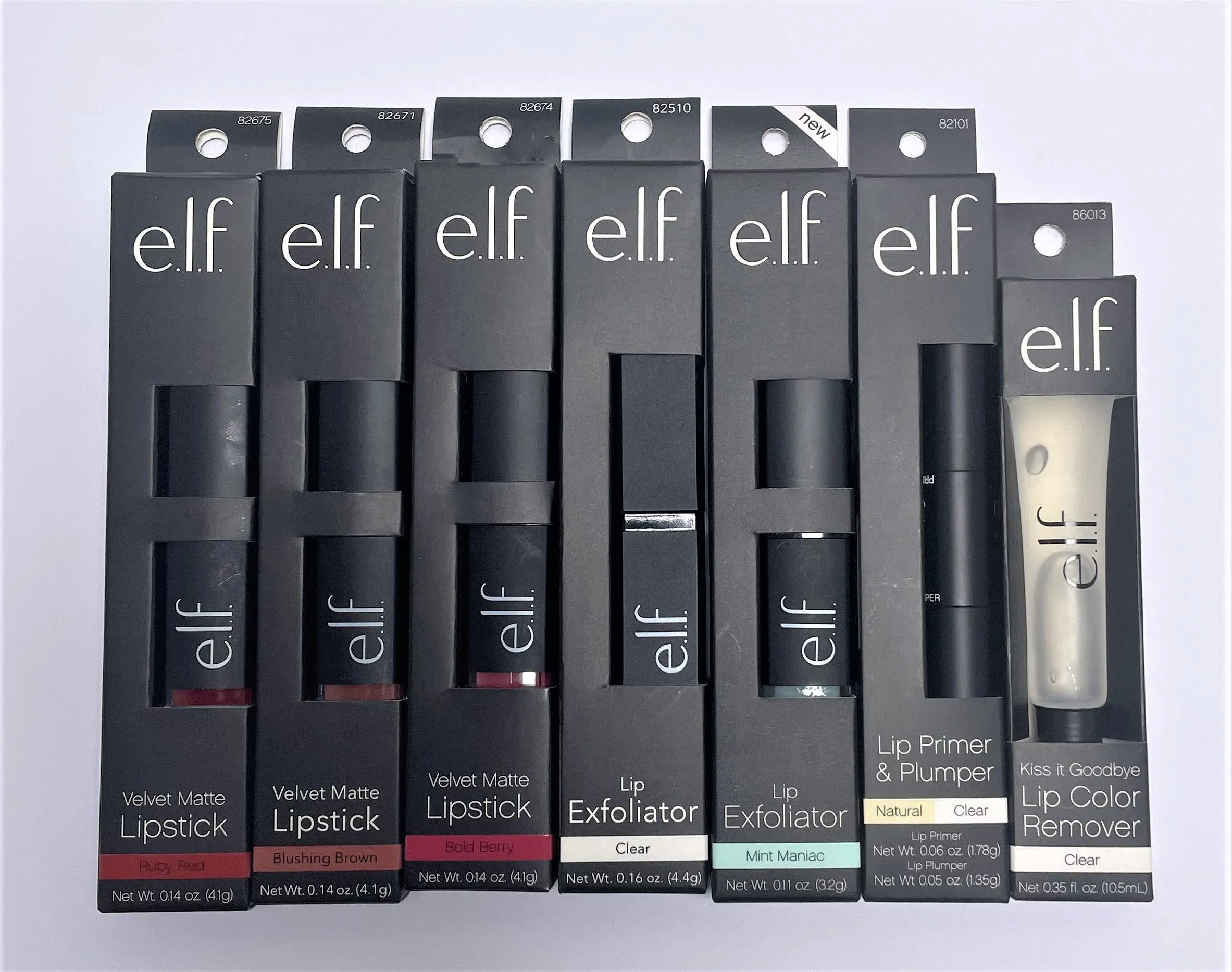 e.l.f "MATTE LIPSTICK, LIP EXFOLIATOR, LIP COLOR REMOVER AND LIP PRIMER & PLUMP