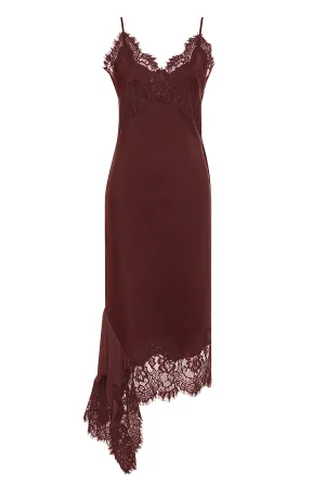 Emma Sheer Bottom Slip Dress Red Wine