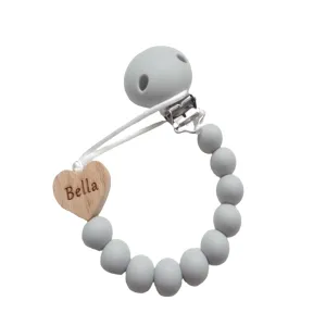 Engraved Heart Silicone Dummy clip- More colours available