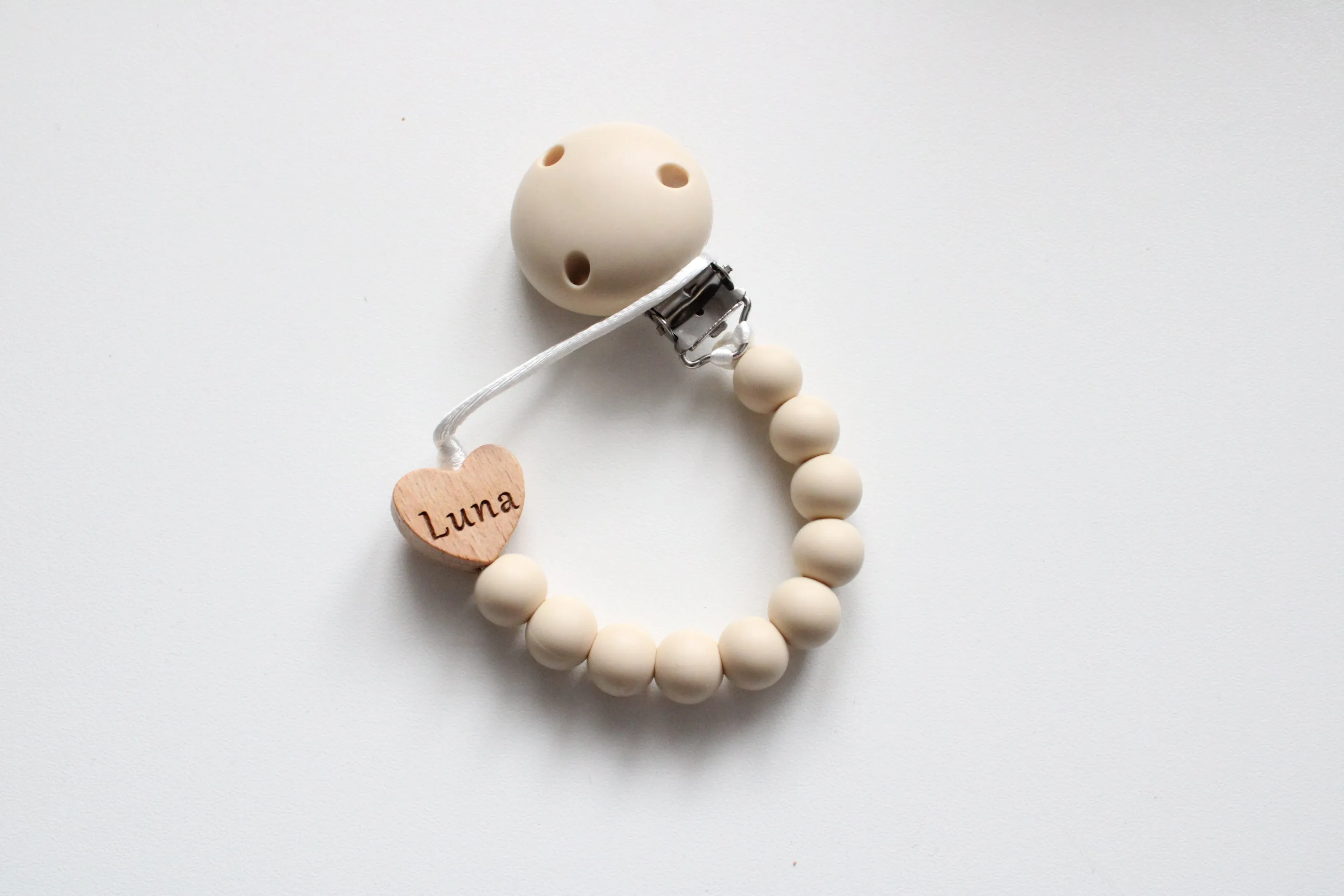 Engraved Heart Silicone Dummy clip- More colours available