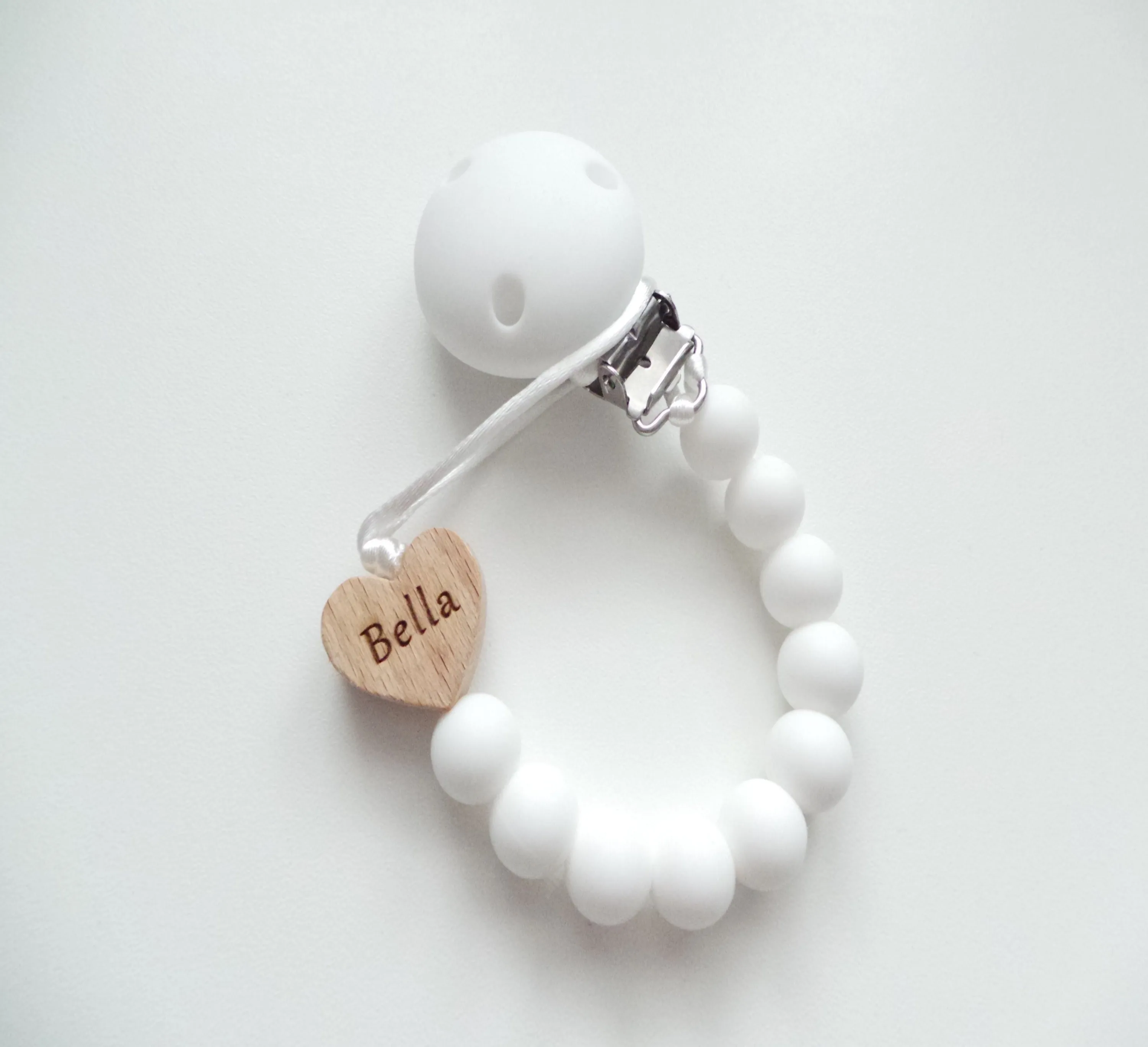 Engraved Heart Silicone Dummy clip- More colours available