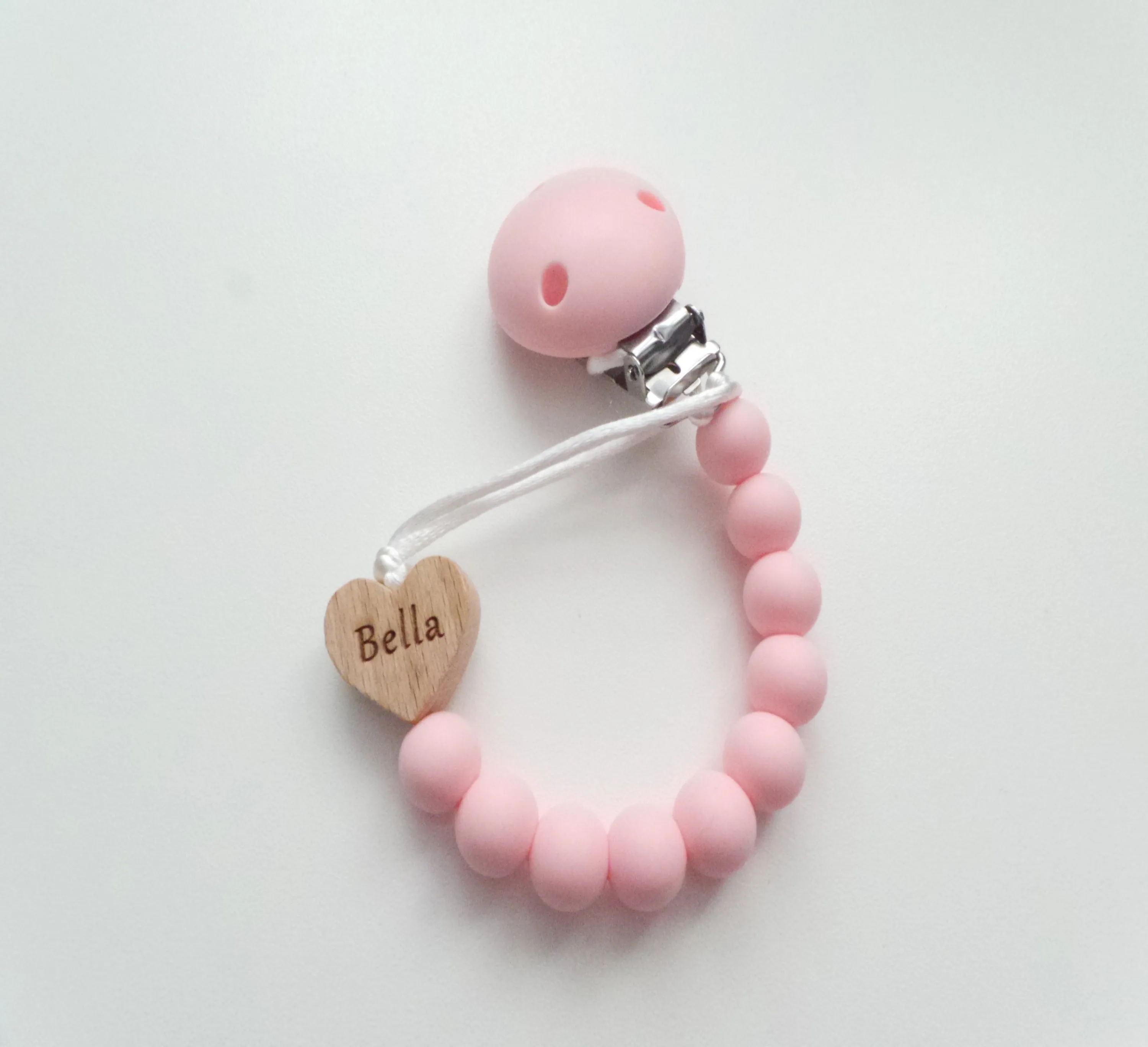 Engraved Heart Silicone Dummy clip- More colours available