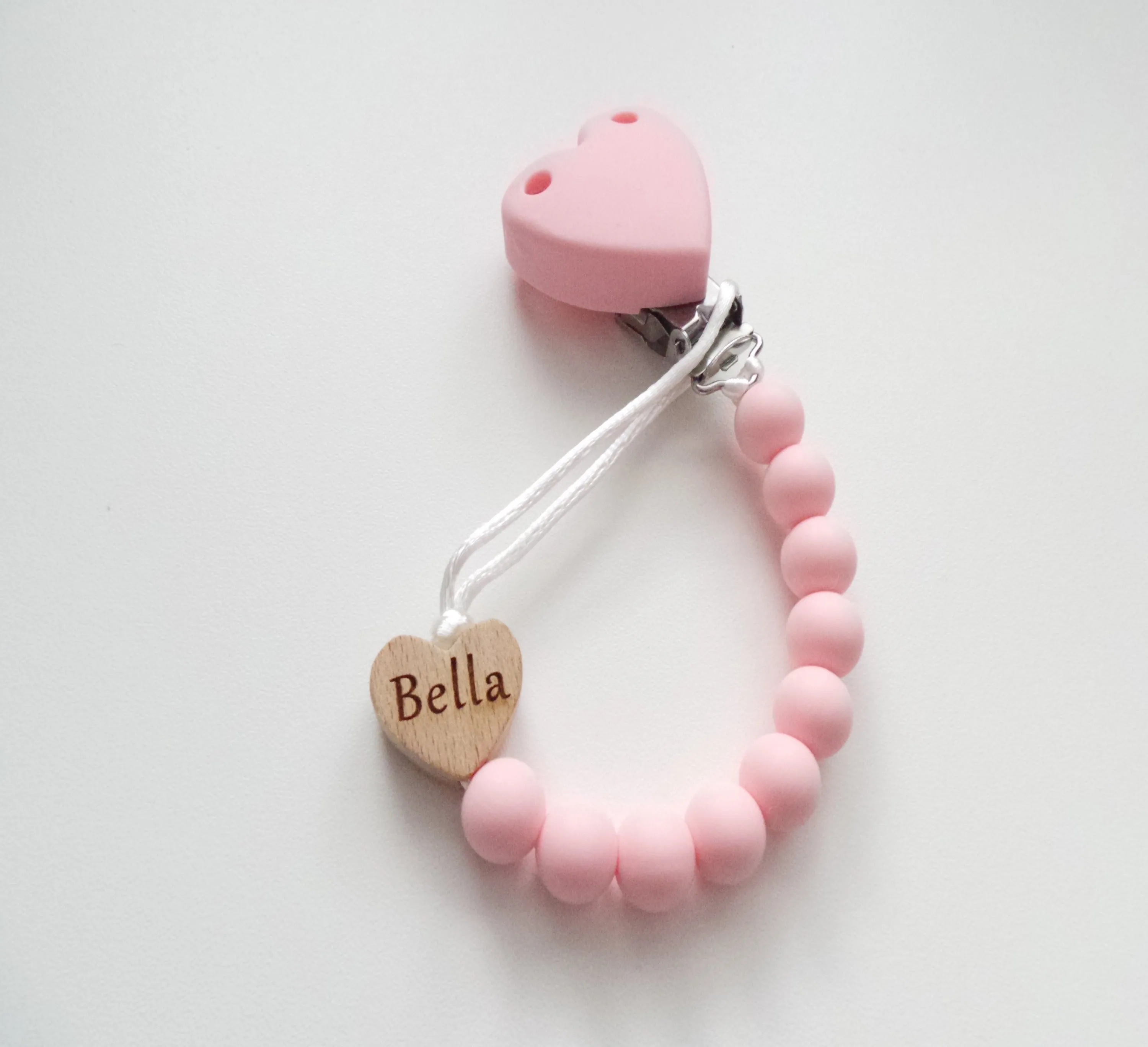 Engraved Heart Silicone Dummy clip Pink heart