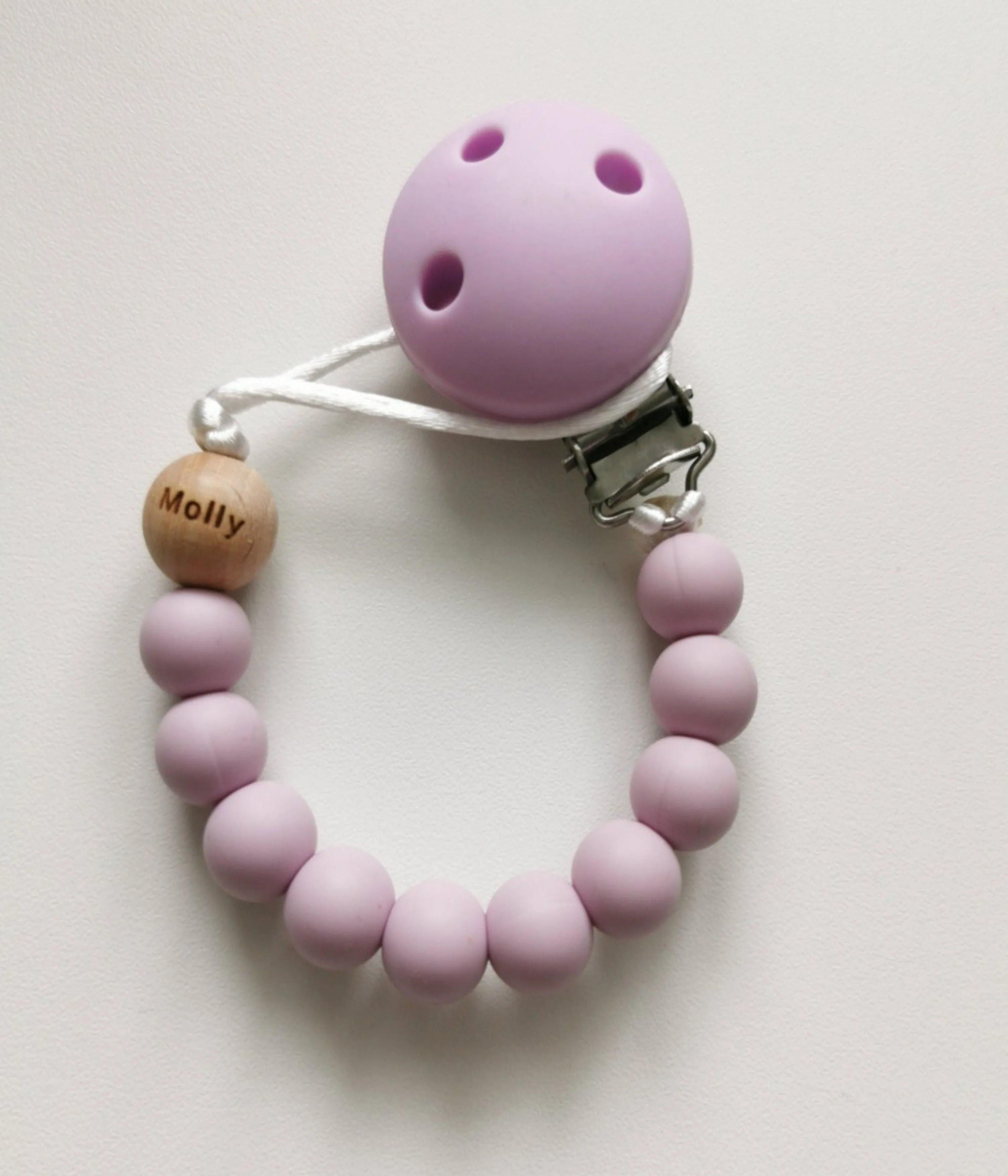 Engraved Name Silicone Dummy clip- Lilac
