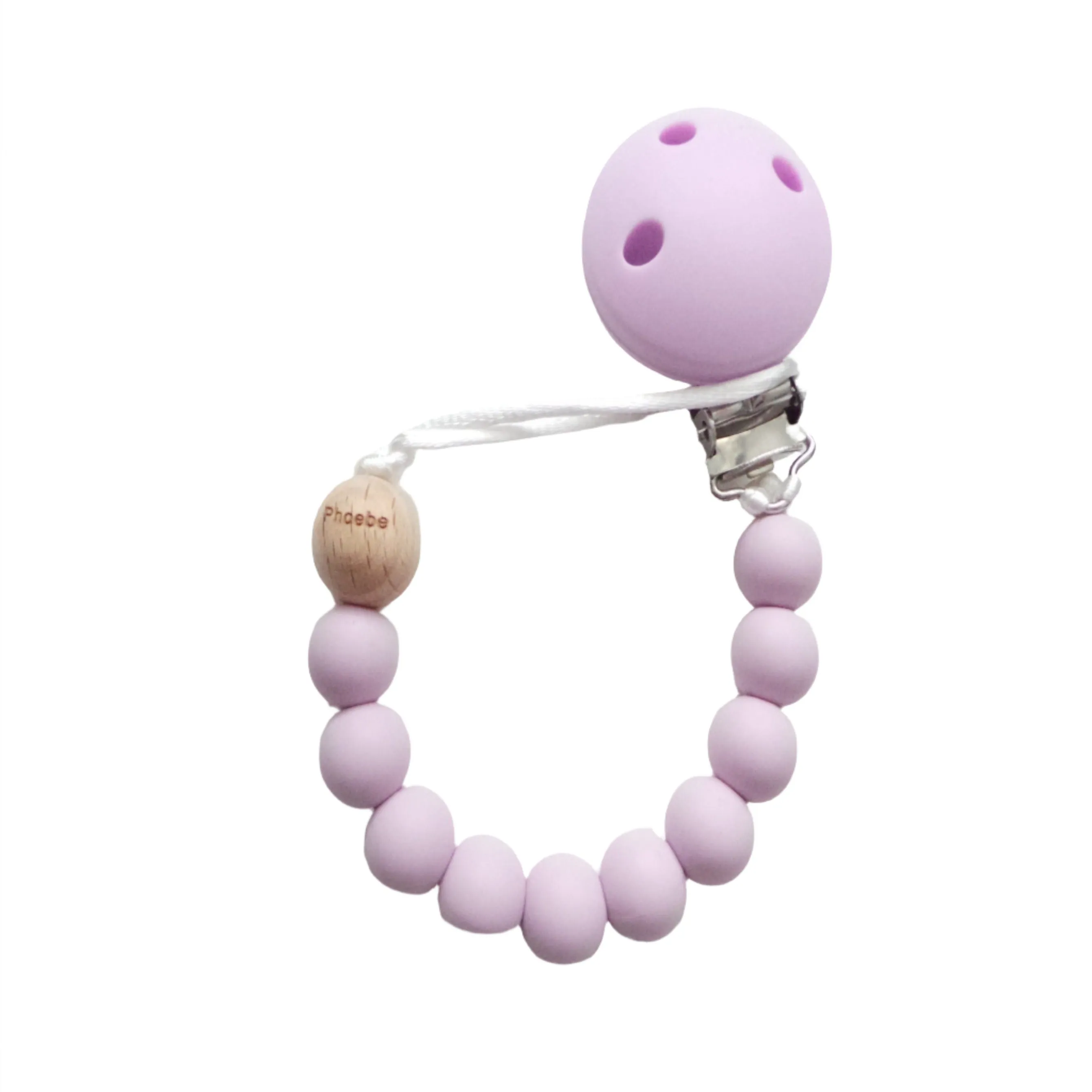 Engraved Name Silicone Dummy clip- Lilac