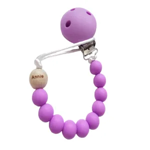 Engraved Name Silicone Dummy clip- Purple