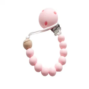Engraved Name Silicone Dummy clip- Rose Pink